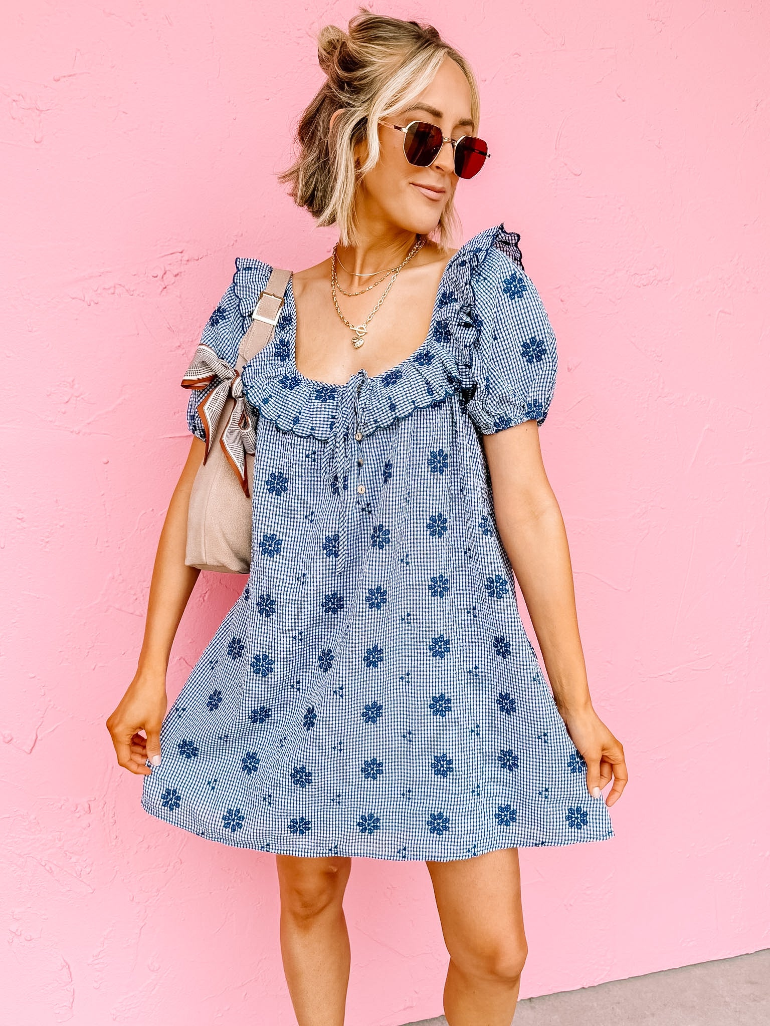 Spencer Floral Embroidery Mini Dress