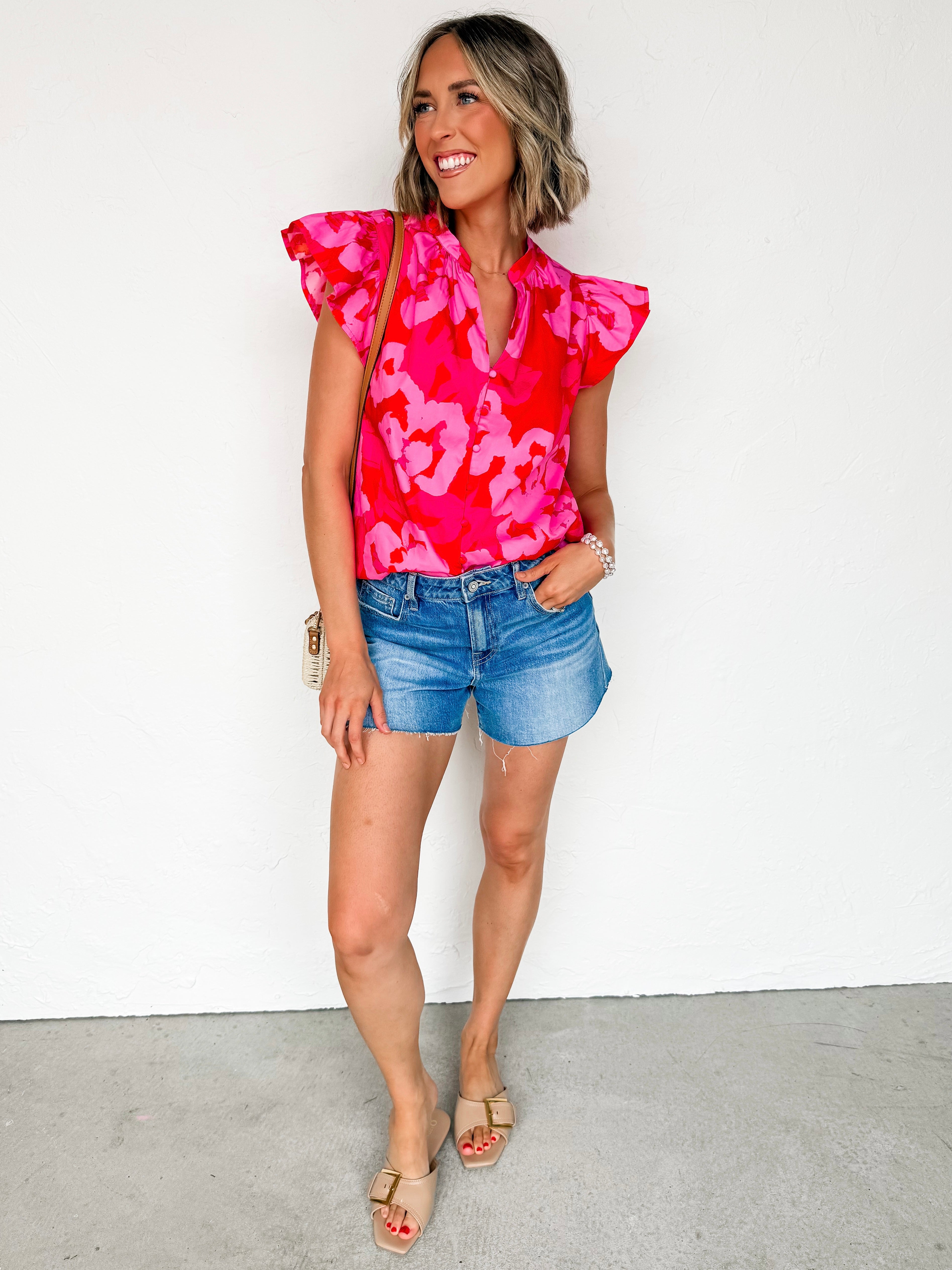 Stacy Floral Flutter Sleeve Top