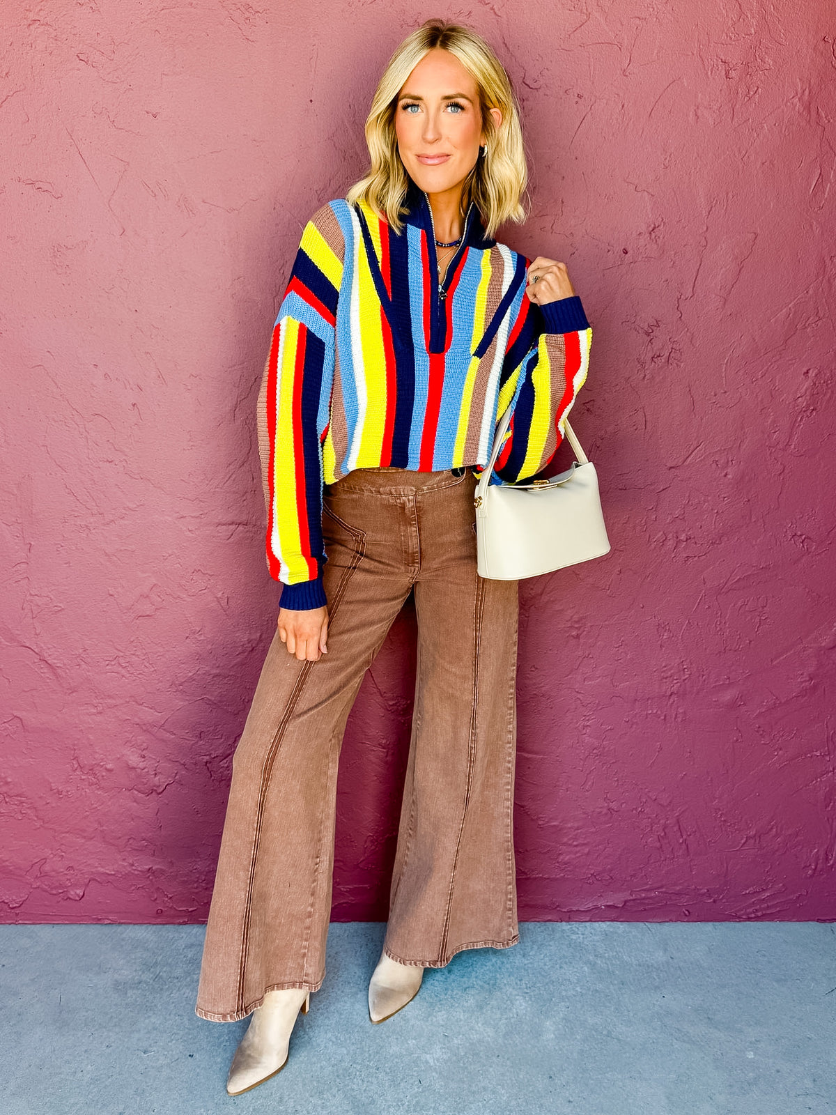 Foster High Rise Wide Leg Jeans-Brown