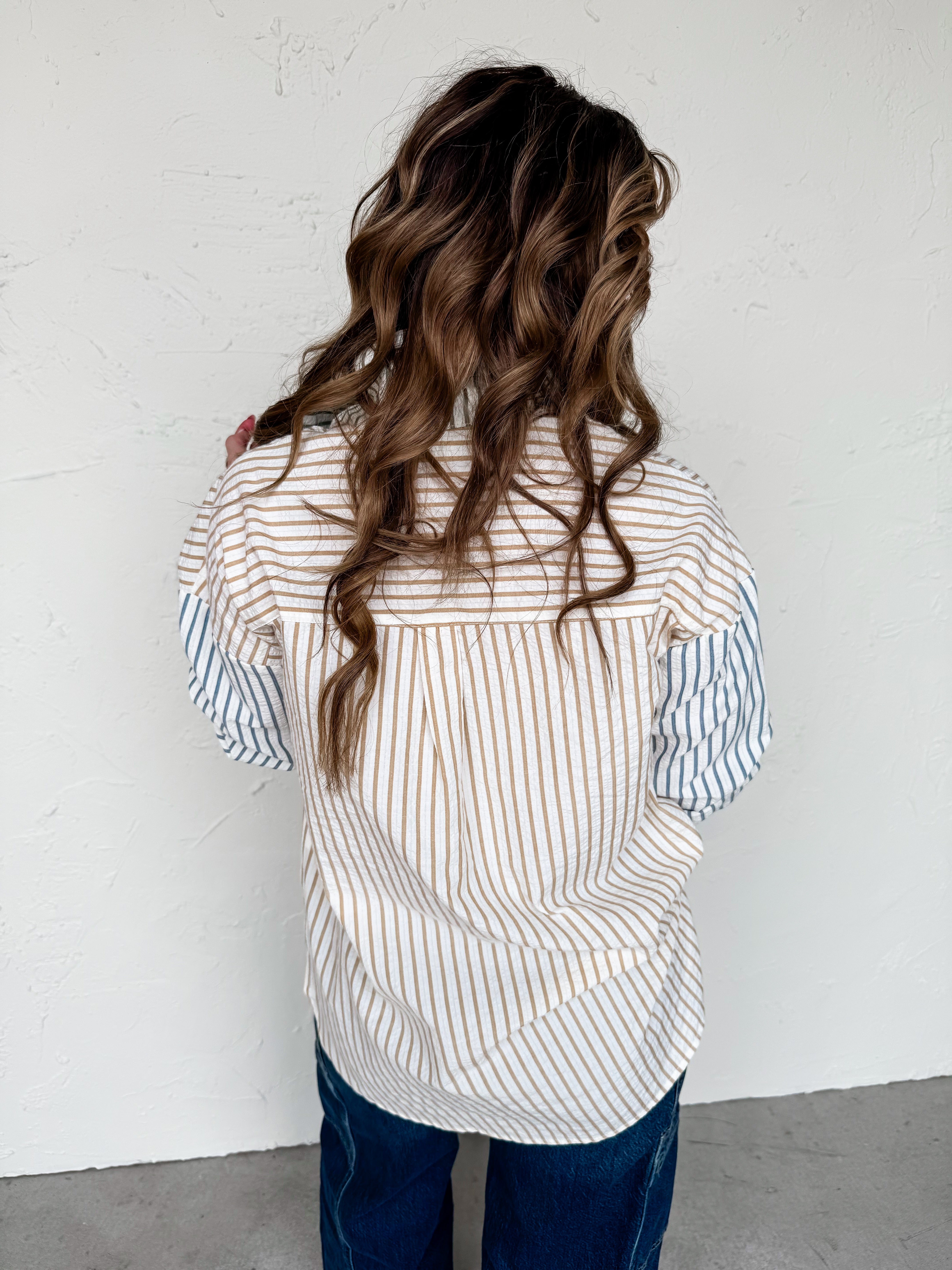 Steady As You Go Striped Button Front Top