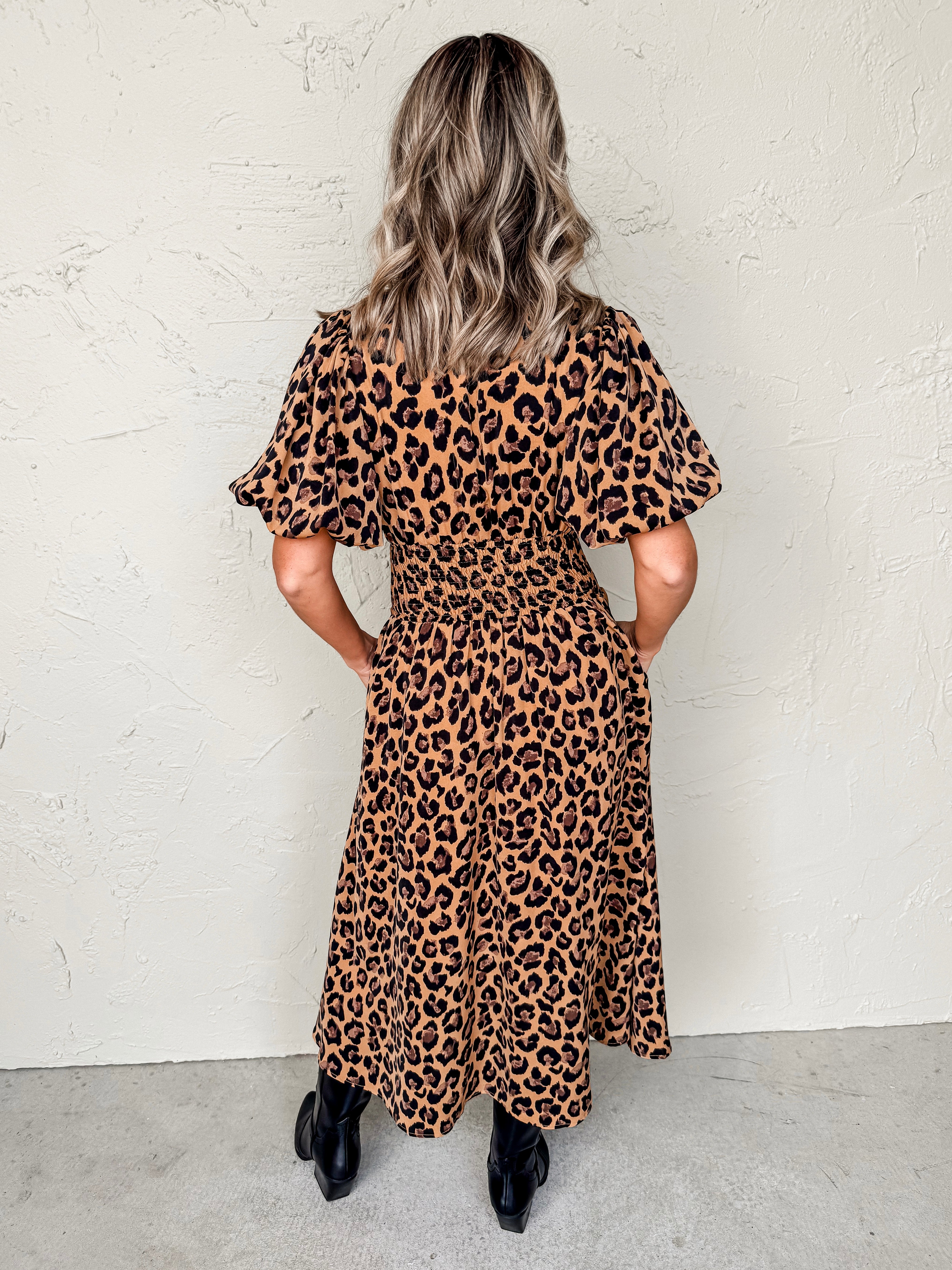 Stride On By Leopard Midi Dress-Camel