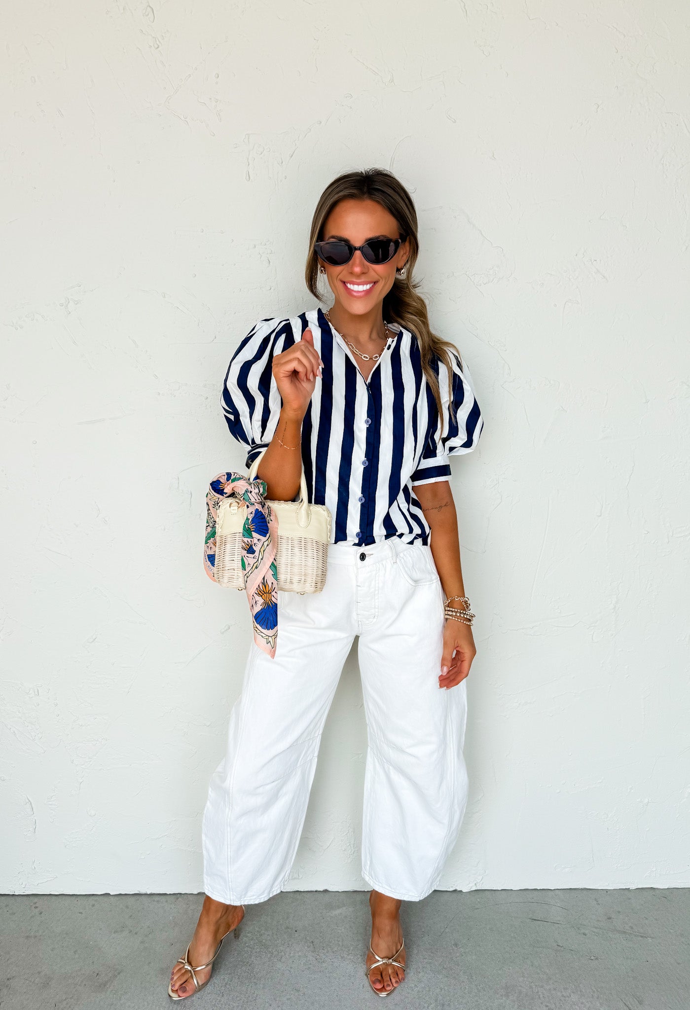 Stripe Delight Puffed Sleeve Top