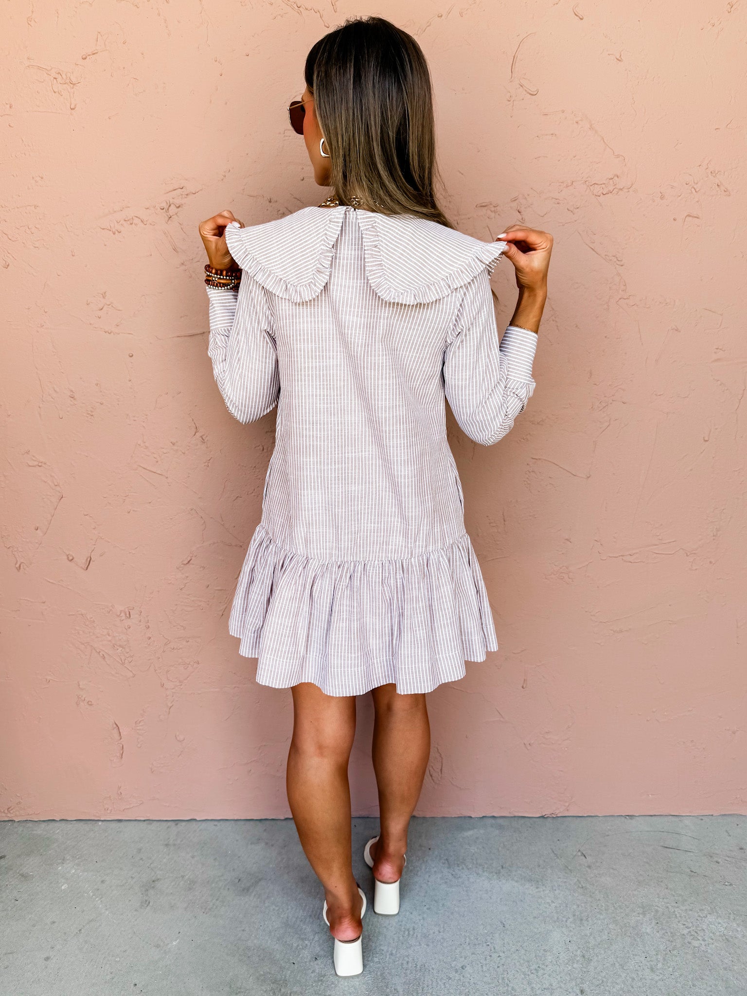 Striped And Steady Long Sleeve Mini Dress