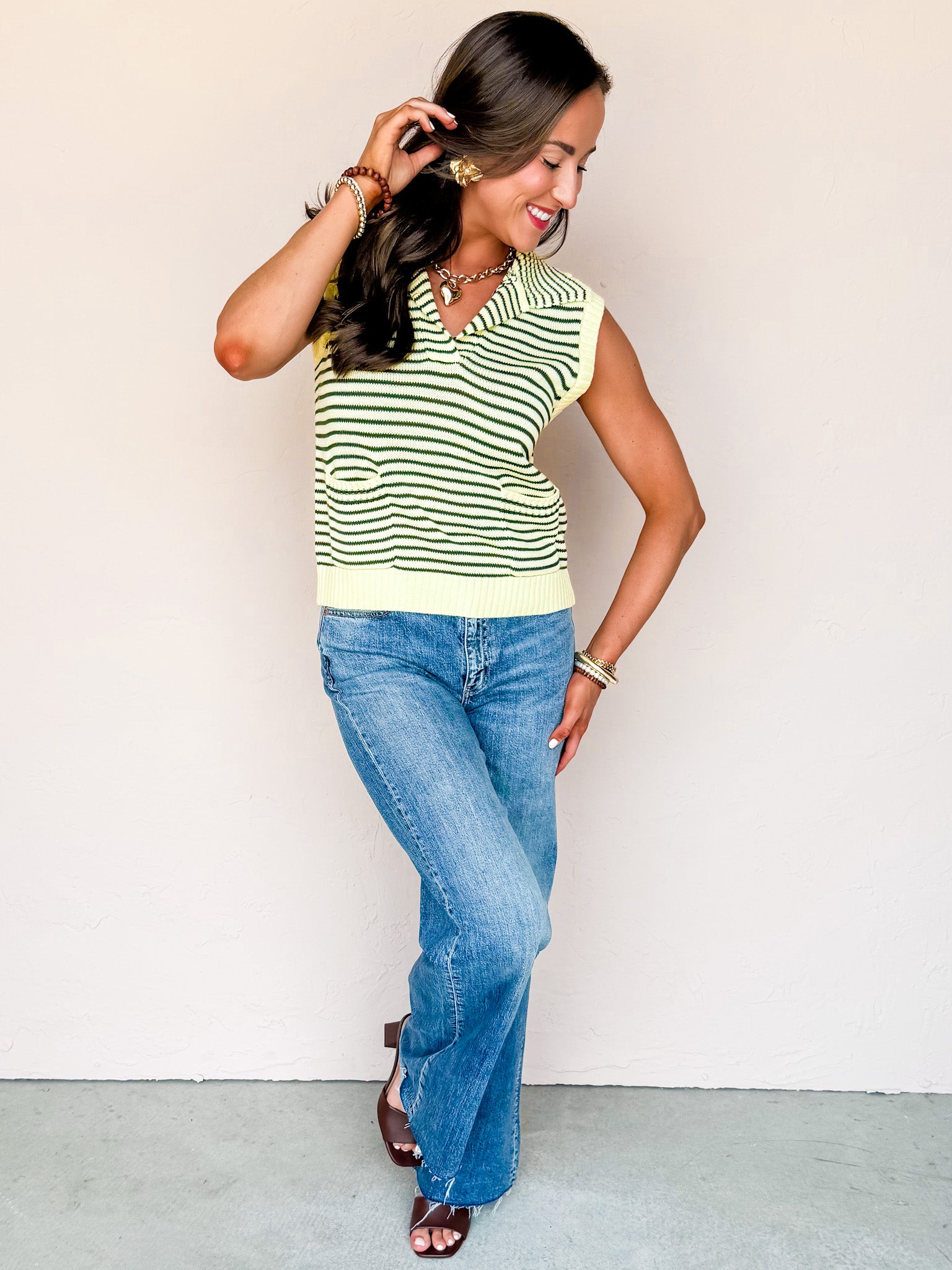 Suddenly Fine Striped Sleeveless Sweater