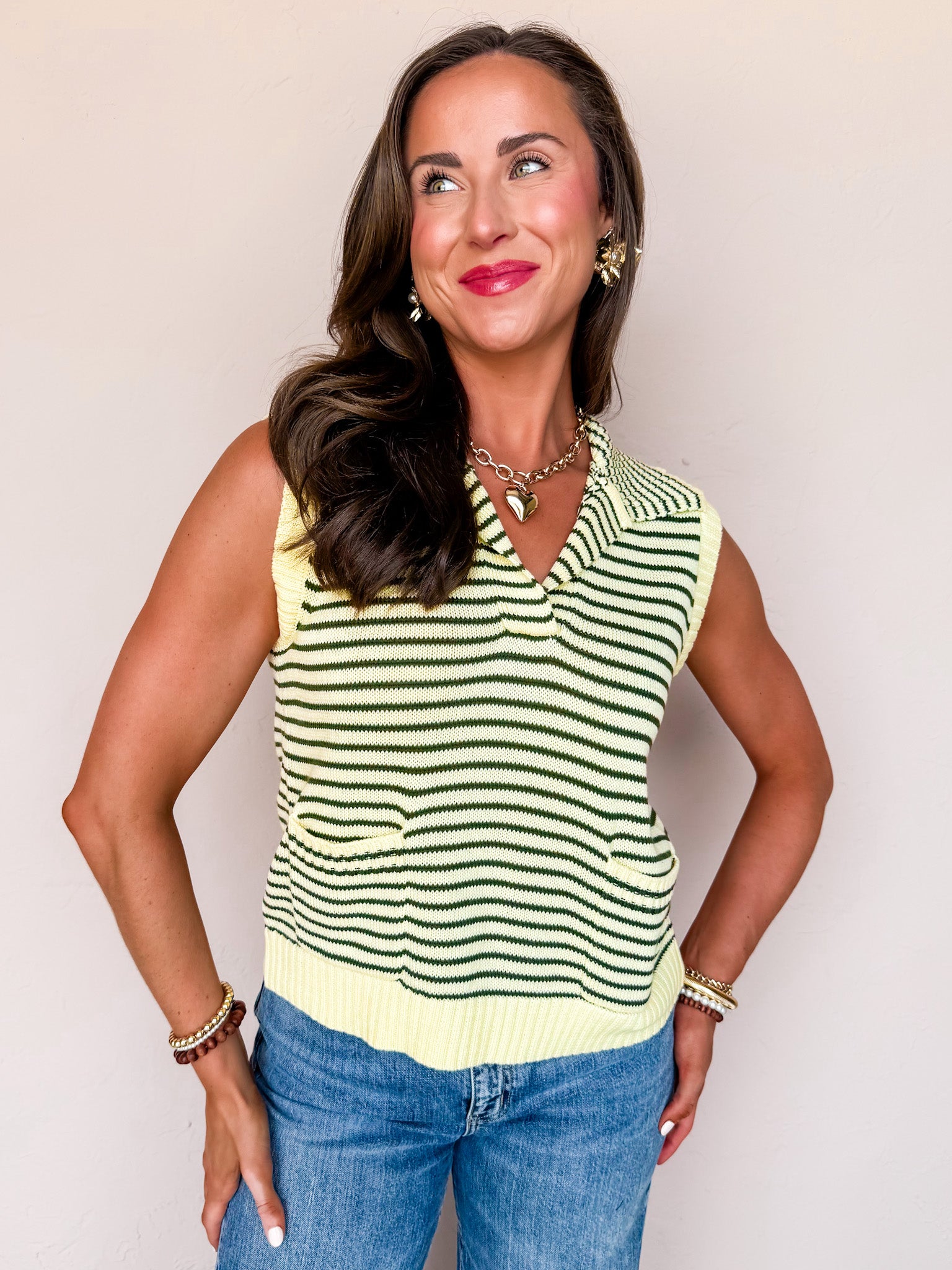 Suddenly Fine Striped Sleeveless Sweater