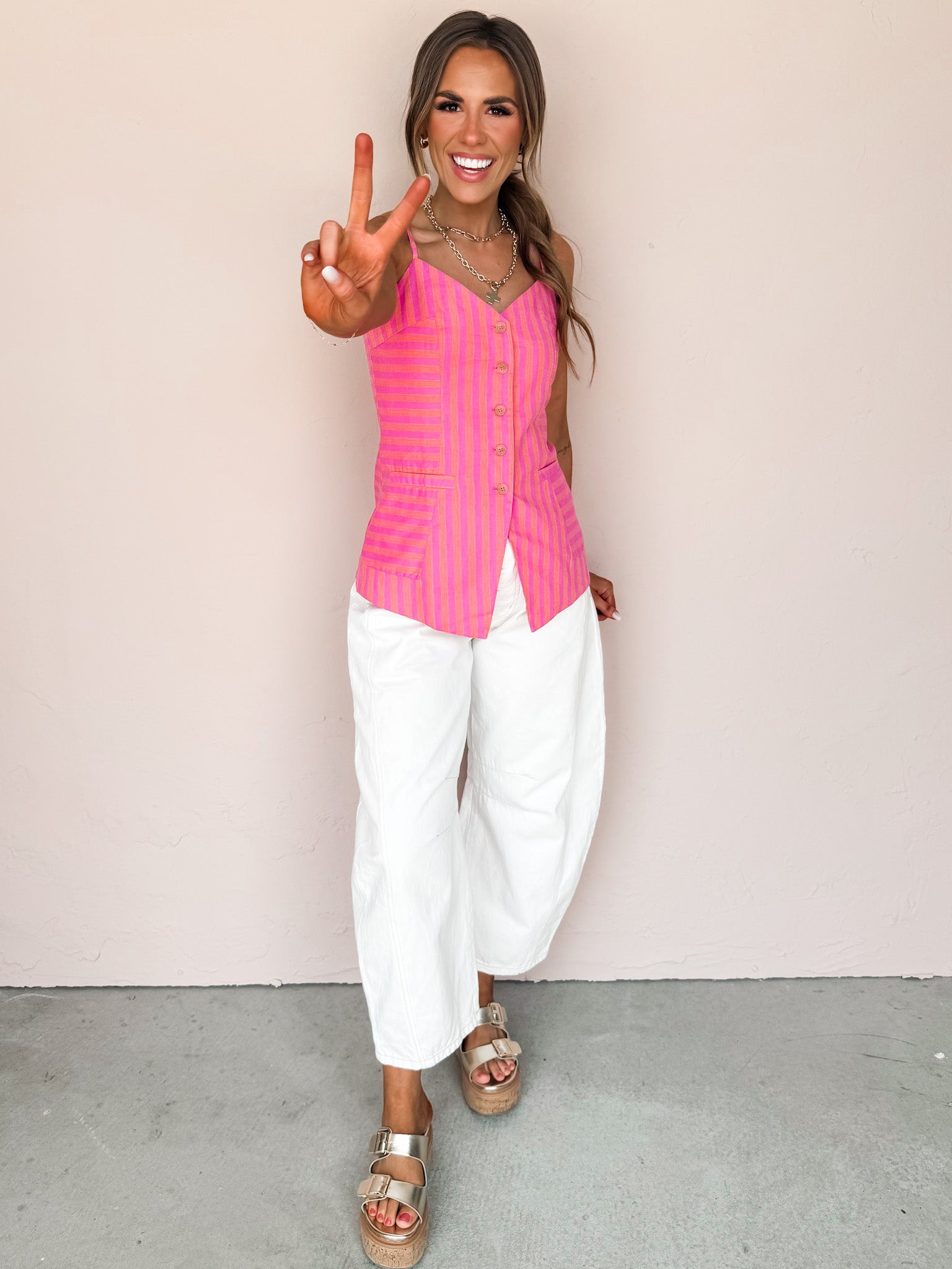 Summer Punch Striped Sleeveless Top