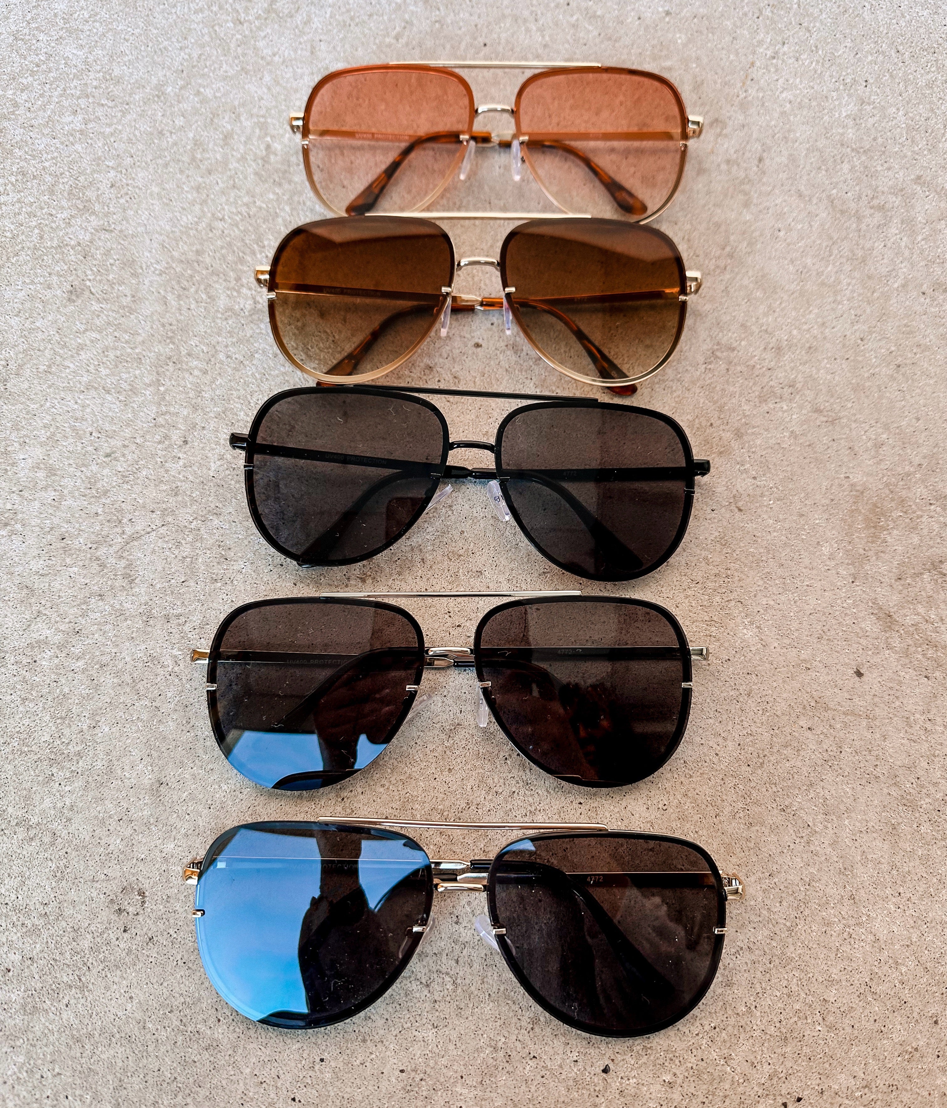 Sunny Outside Aviator Sunglasses-Black/Black