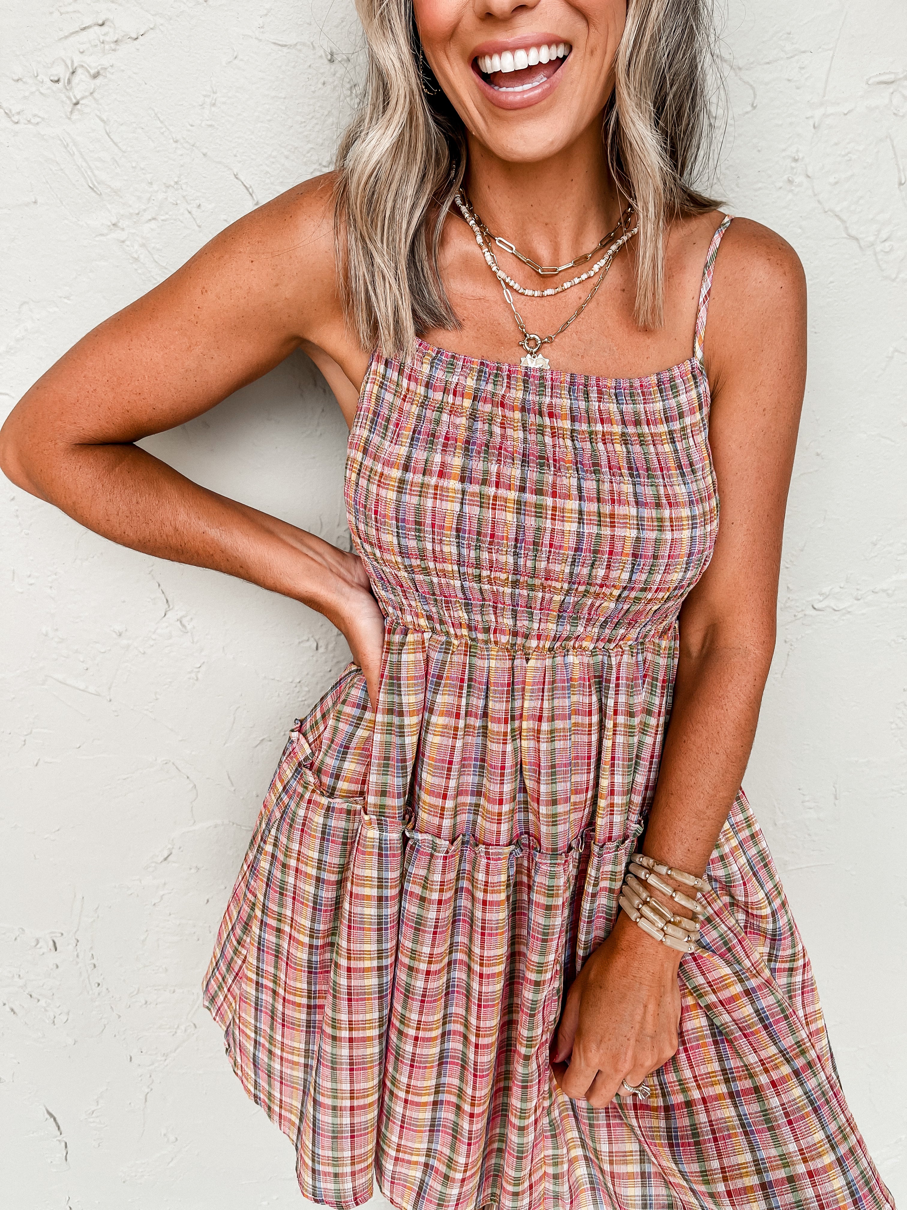 Sunset Sashay Plaid Mini Dress