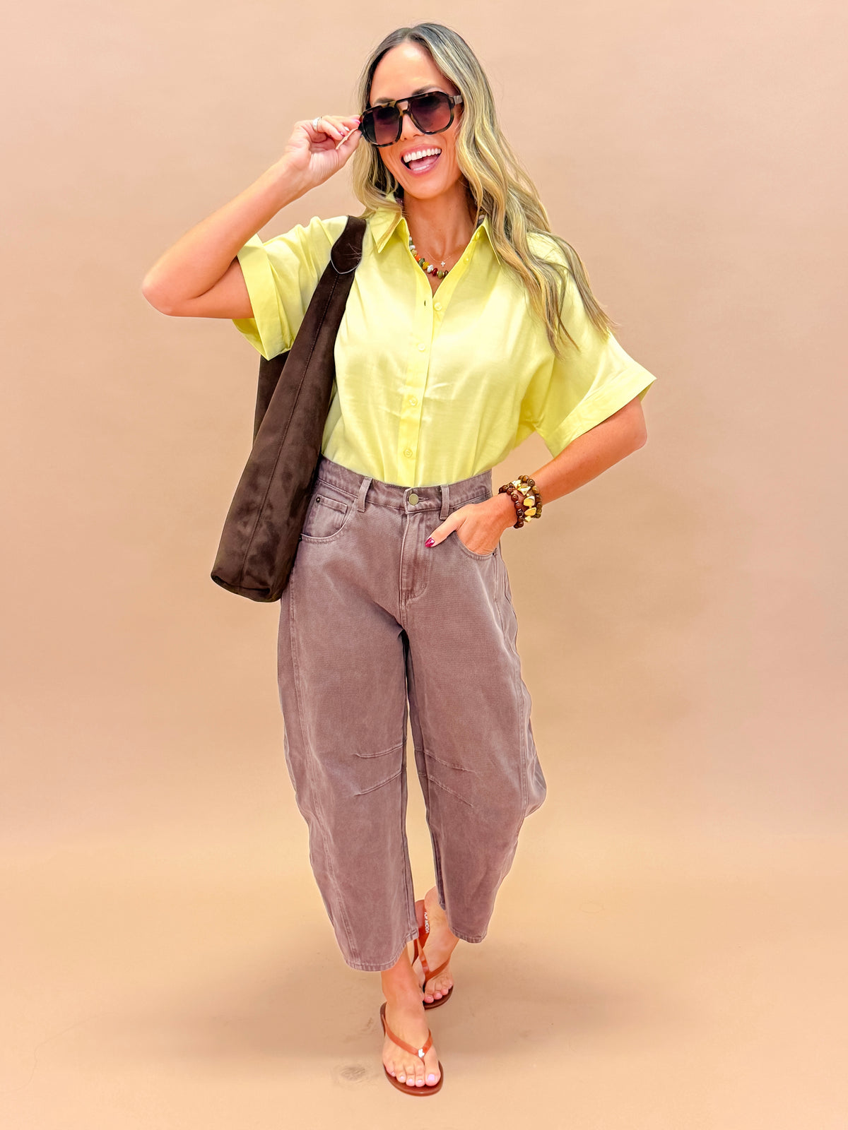 Sutton Short Sleeve Top-Yellow