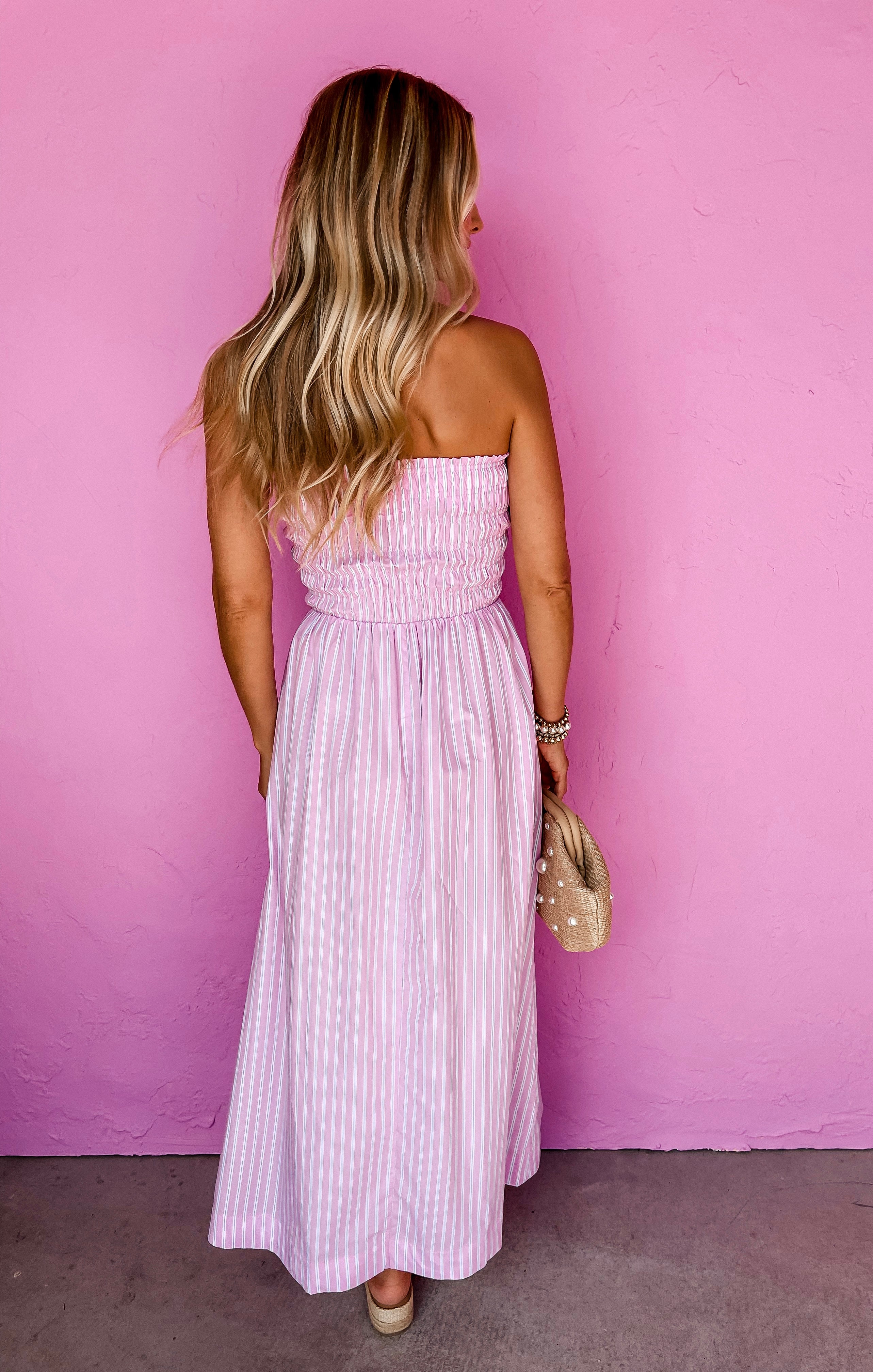 Sweet At Heart Striped Strapless Dress