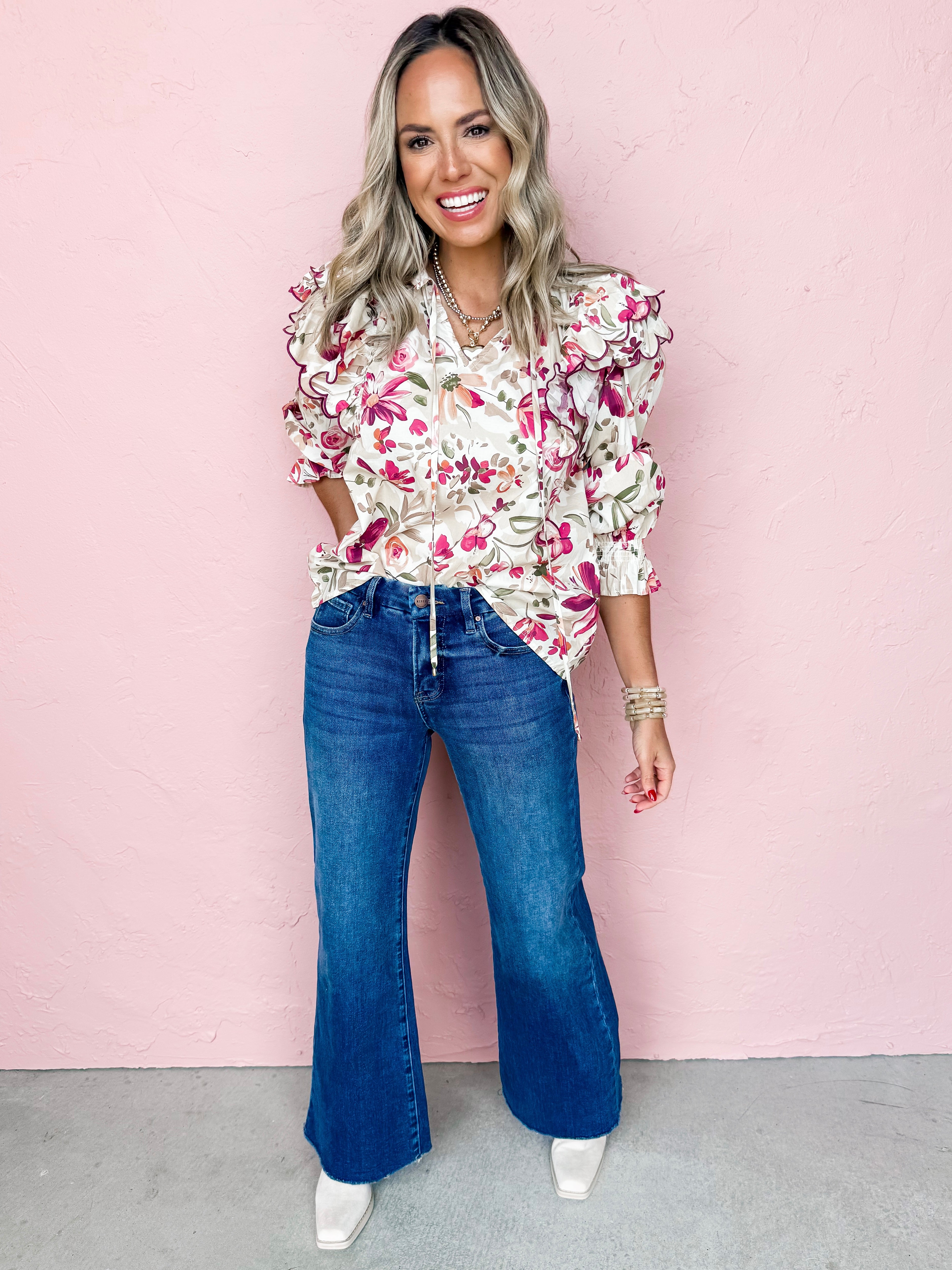 Sweet Reminiscence Floral Ruffle Top