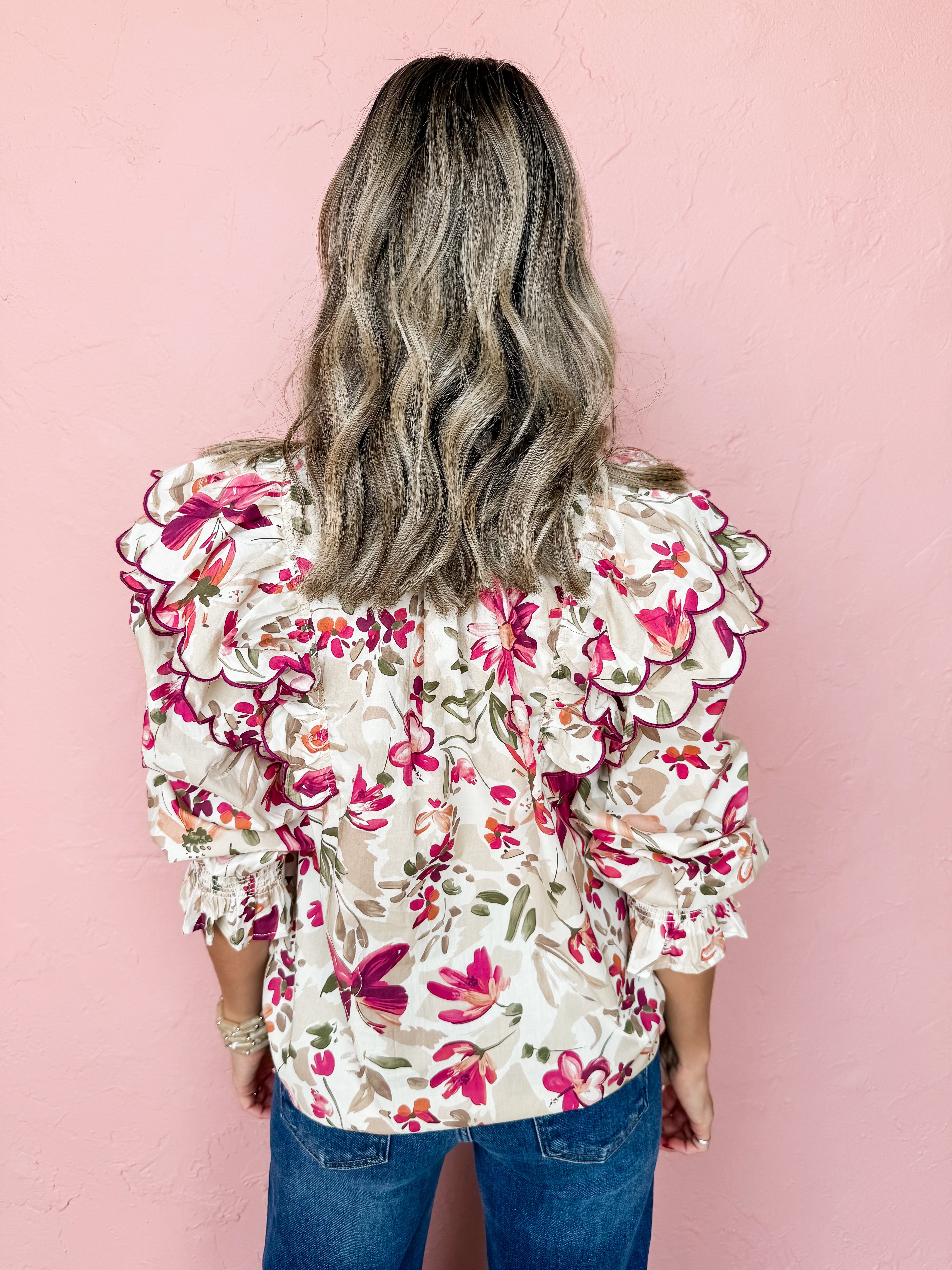 Sweet Reminiscence Floral Ruffle Top