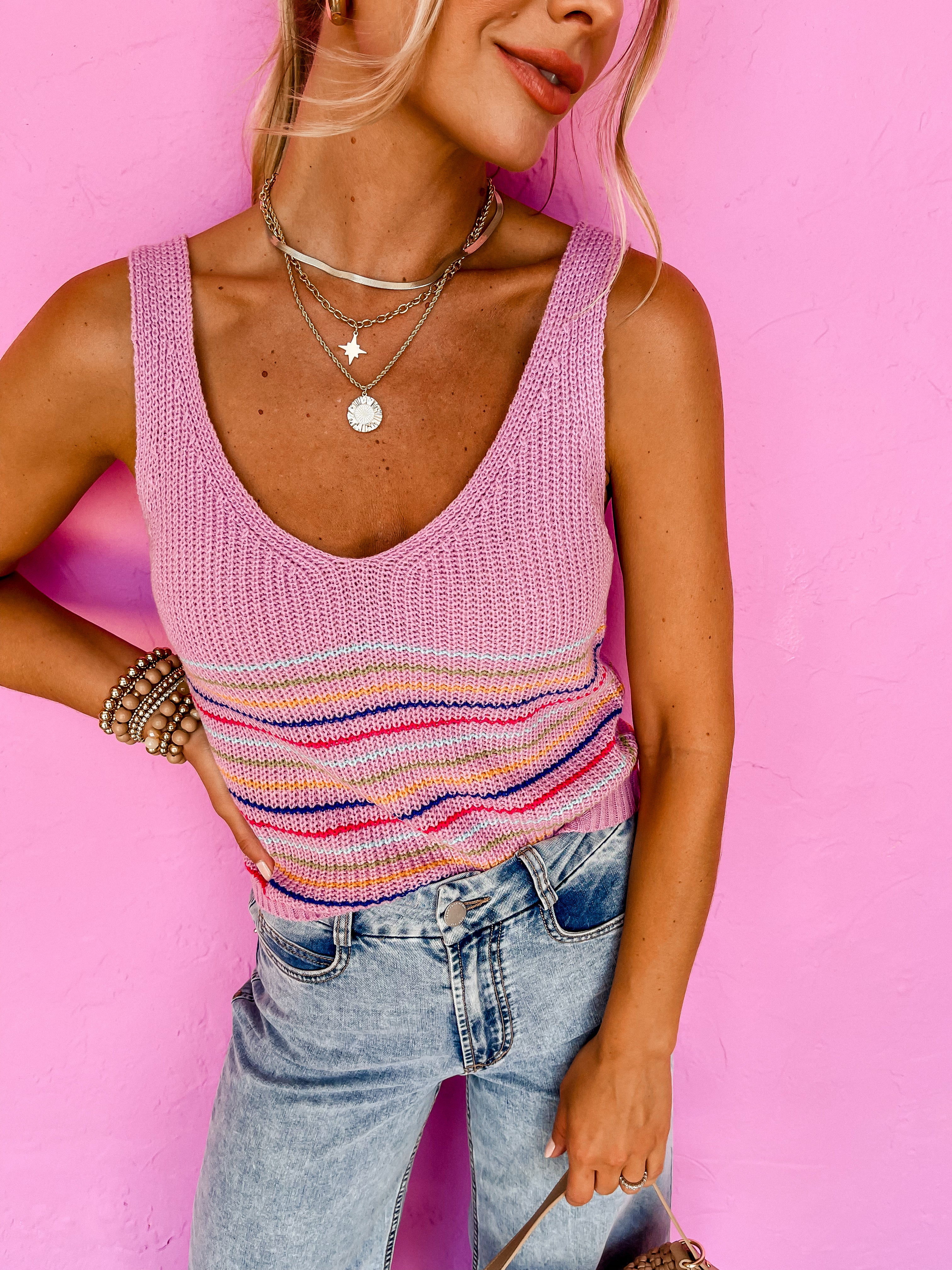 Sweeten Your Day Sleeveless Striped Top