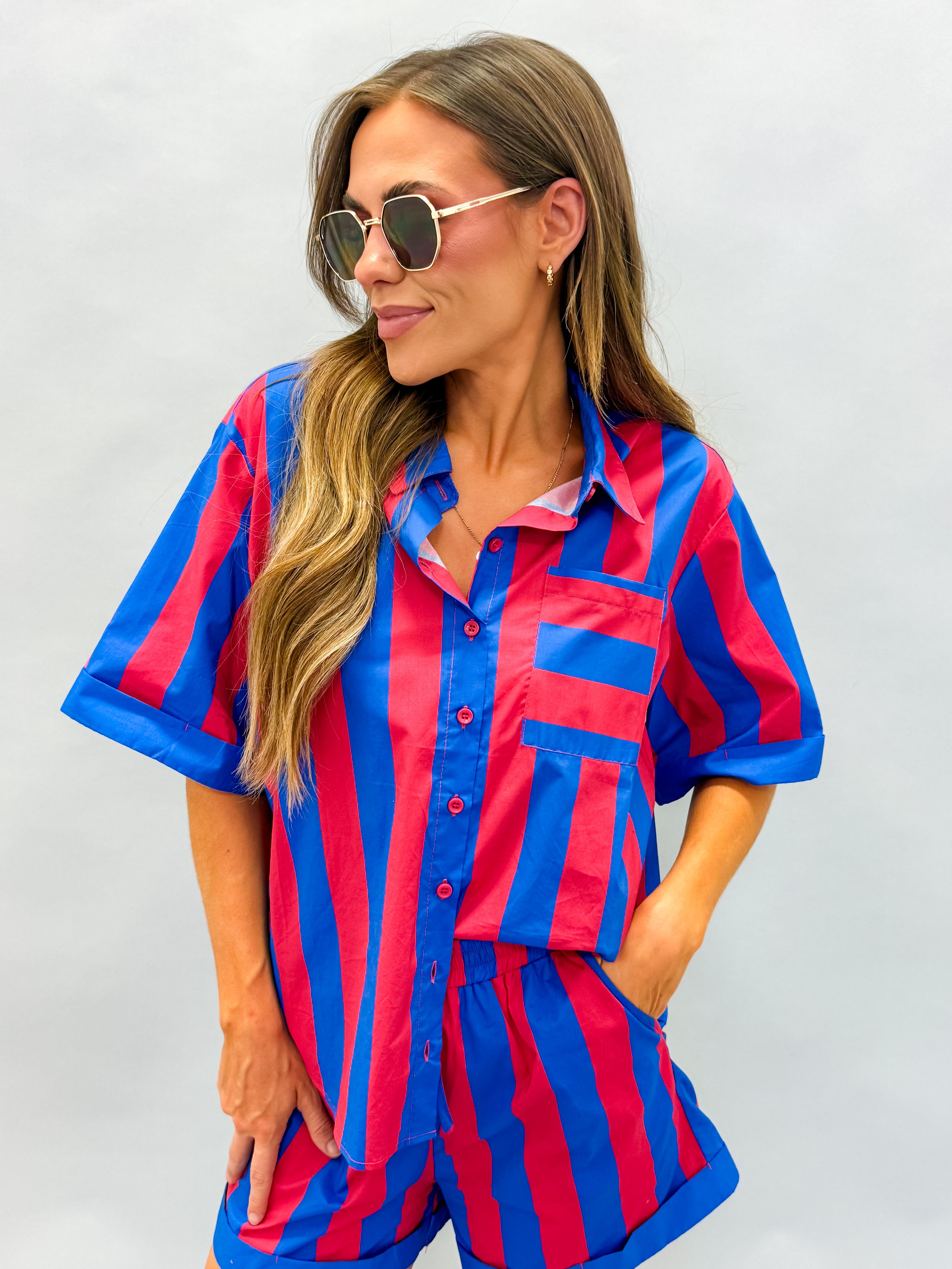 Taffy Oversize Button Front Top