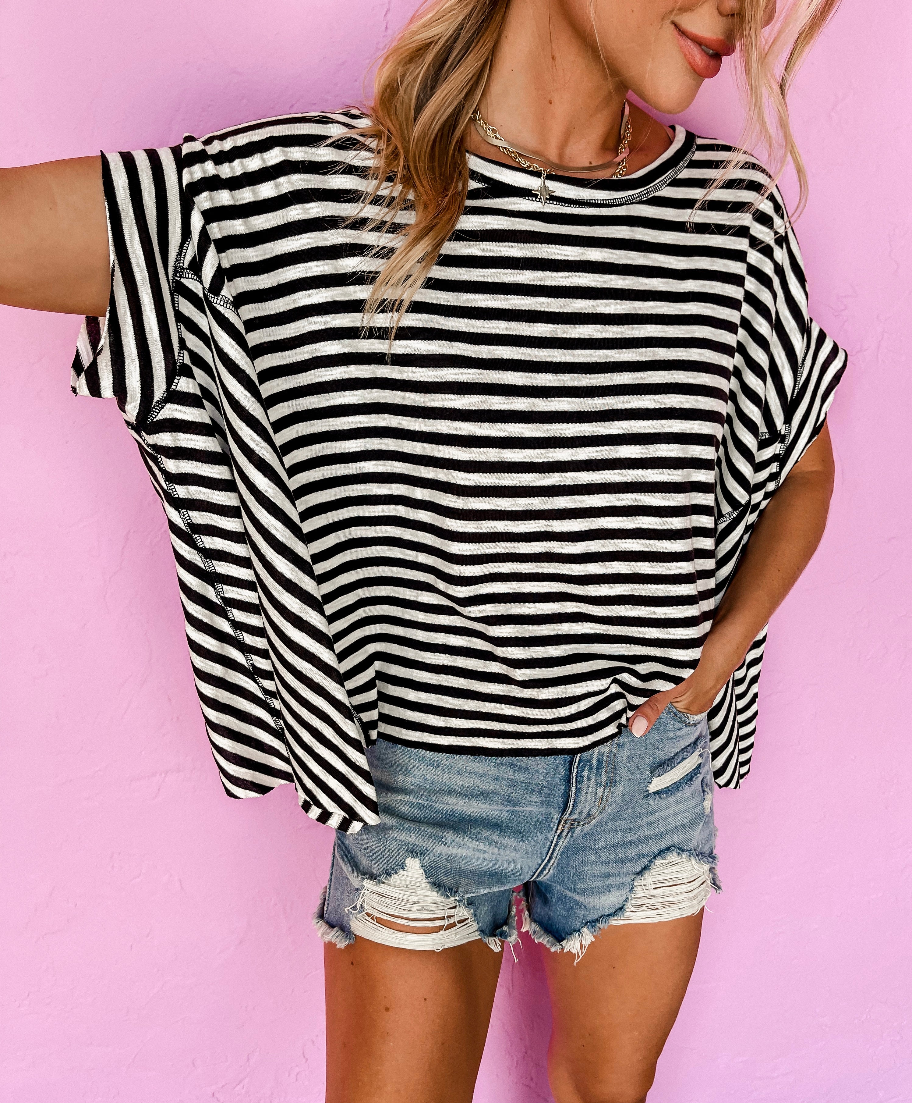 Take Care Oversized Striped Top