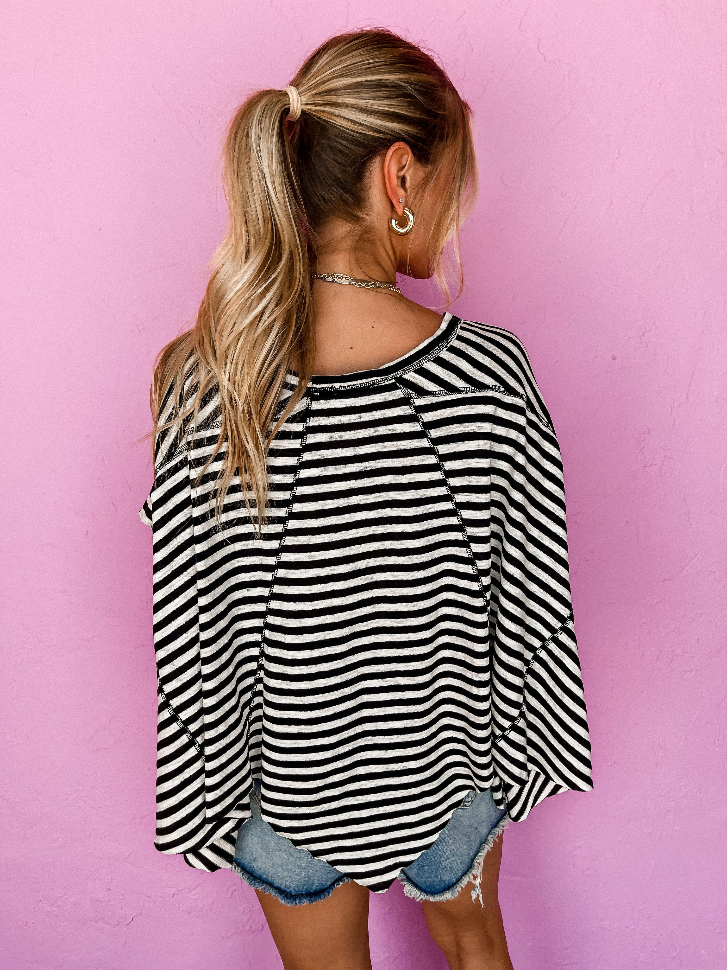 Take Care Oversized Striped Top