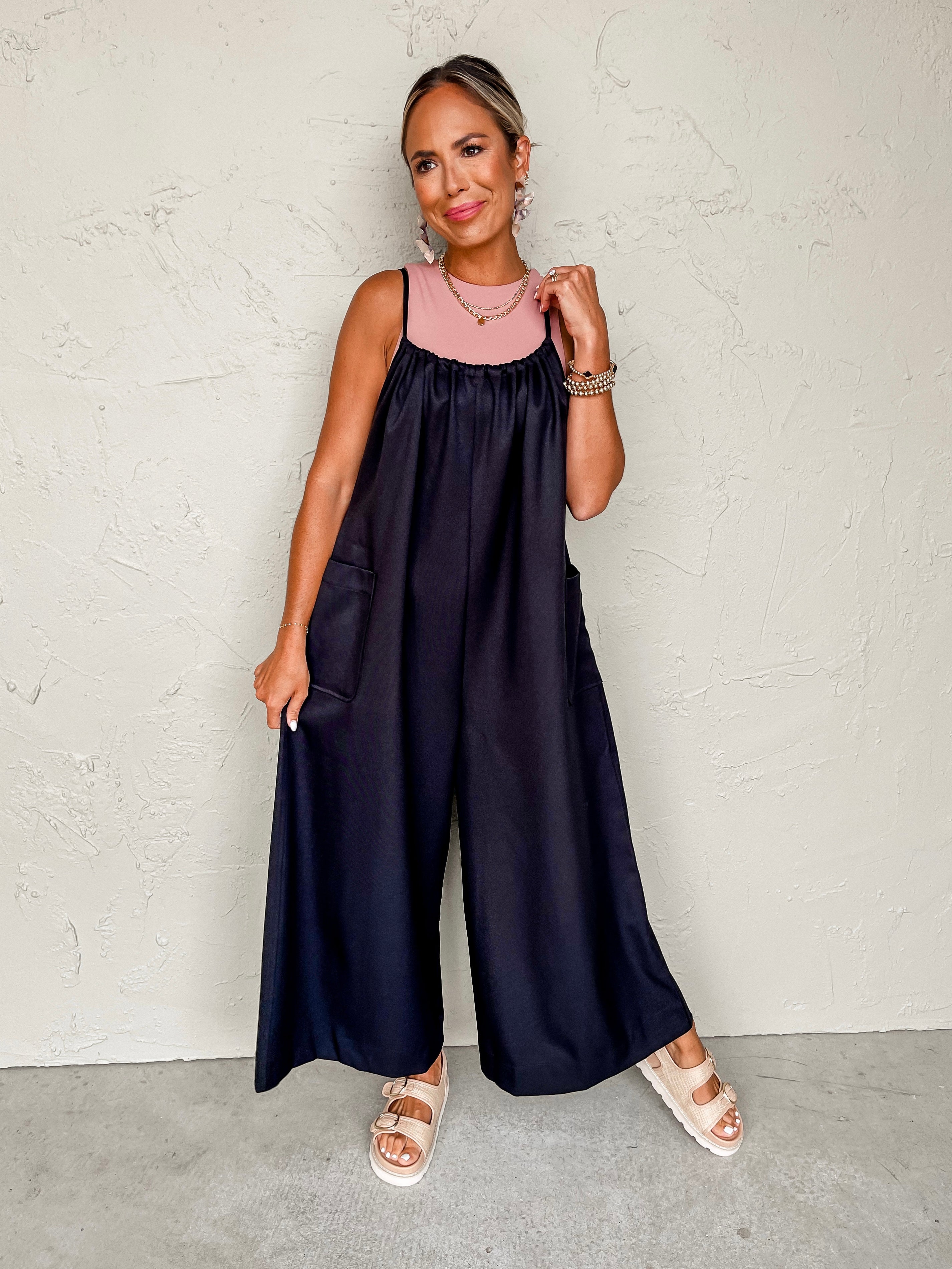 Take The Chance Wide Leg Jumpsuit-Black