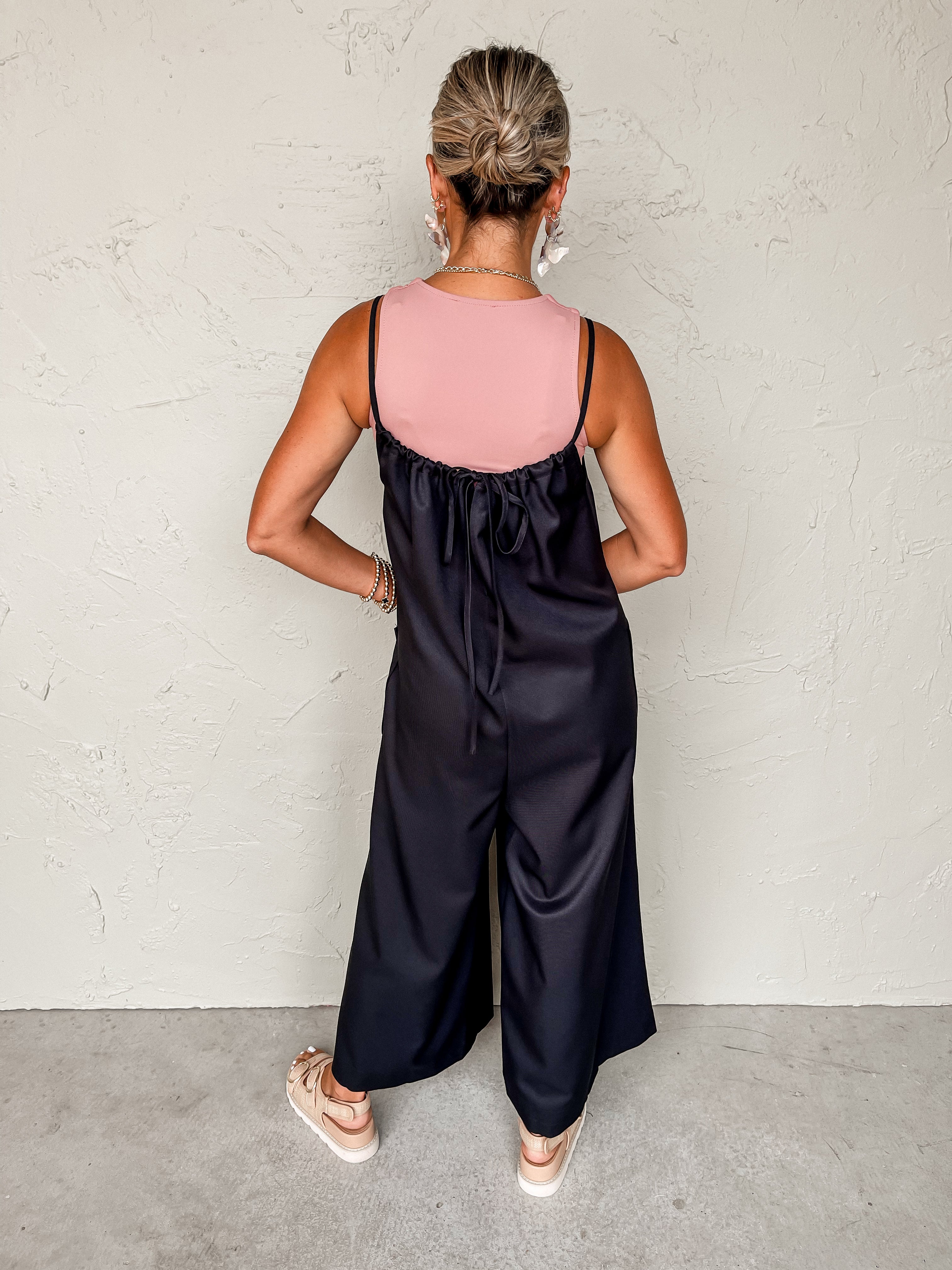 Take The Chance Wide Leg Jumpsuit-Black