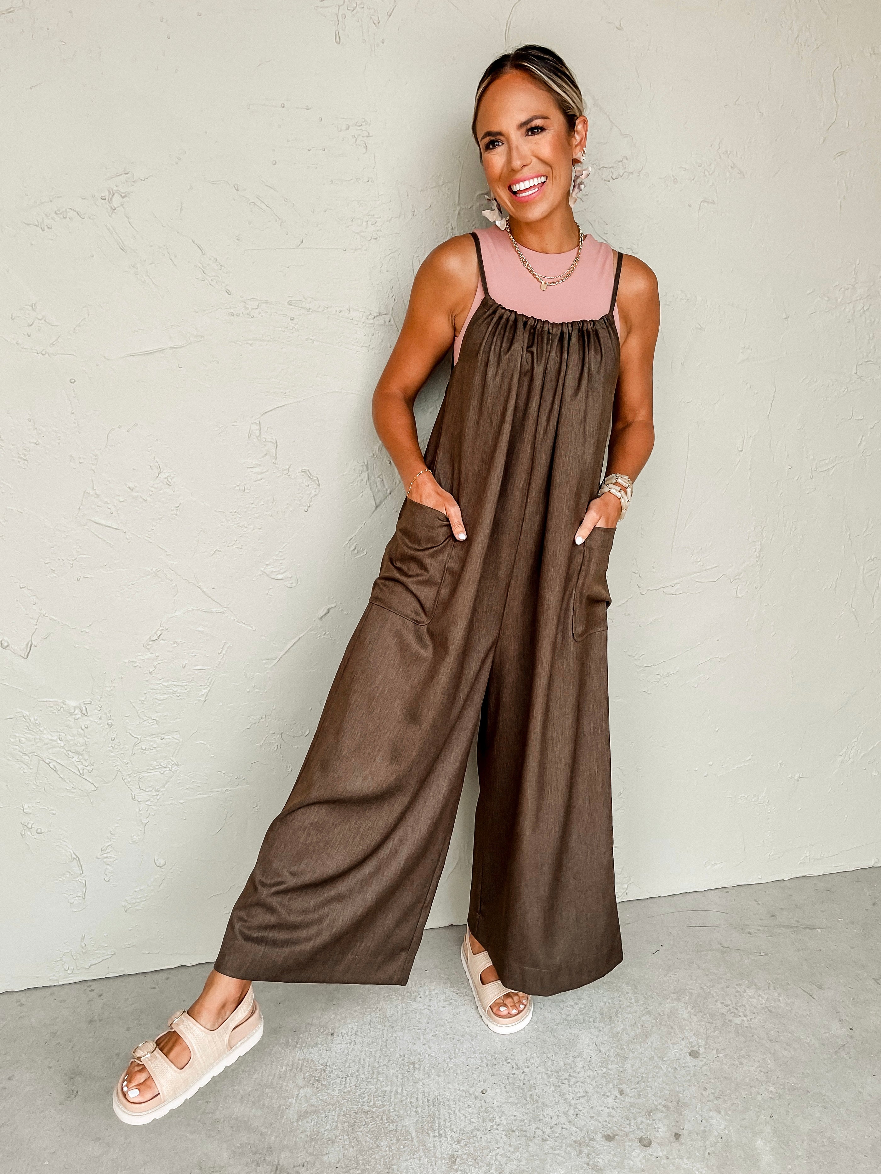 Take The Chance Wide Leg Jumpsuit-Dark Olive