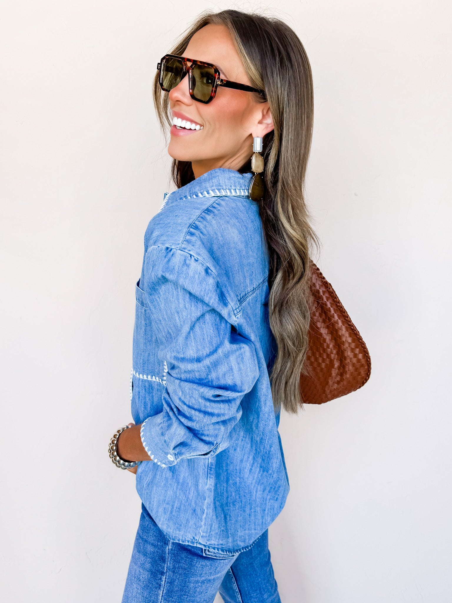 Take Your Pick Embroidered Denim Top