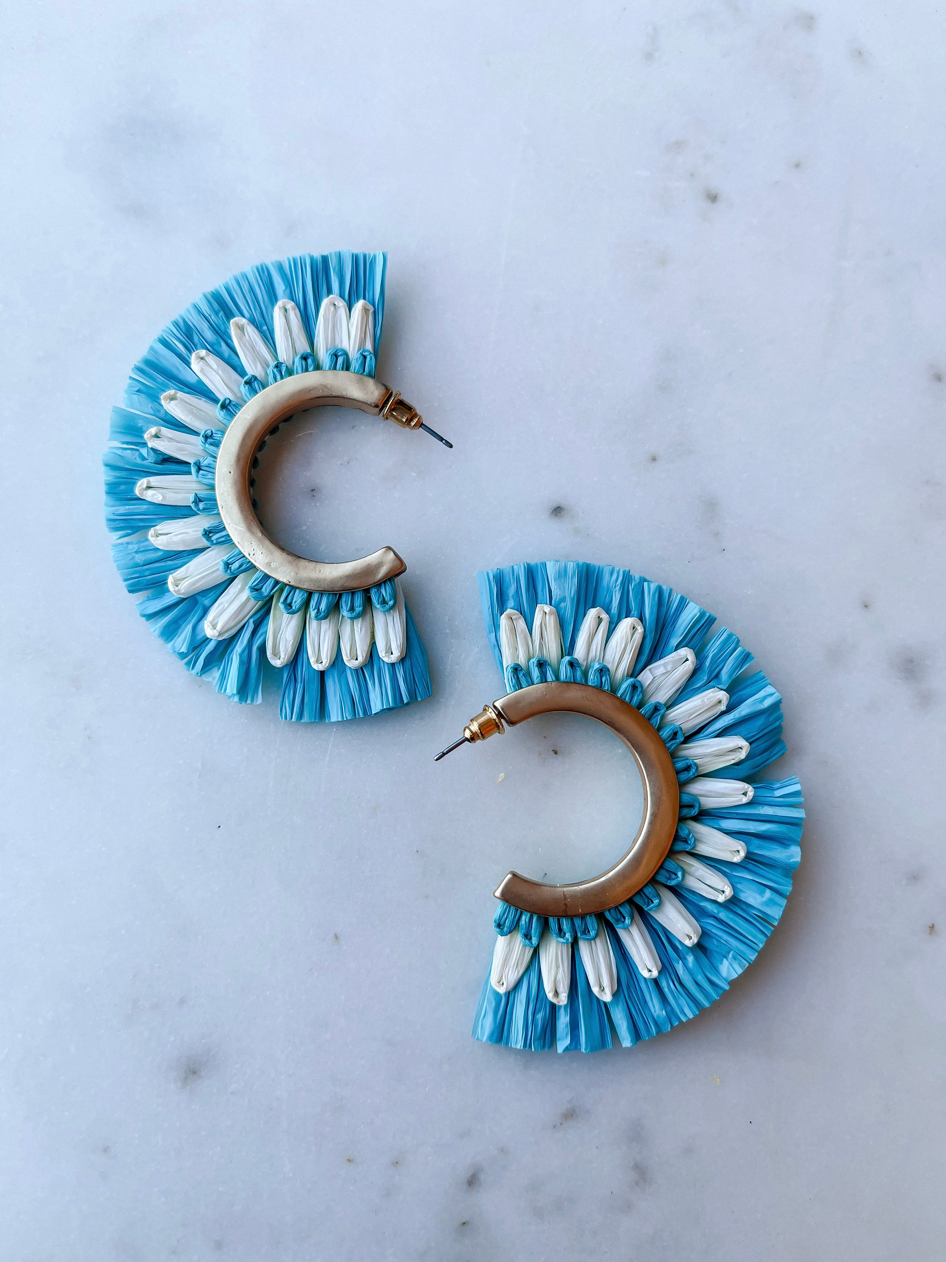 Talk It Through Fan Hoop Earrings-Turquoise