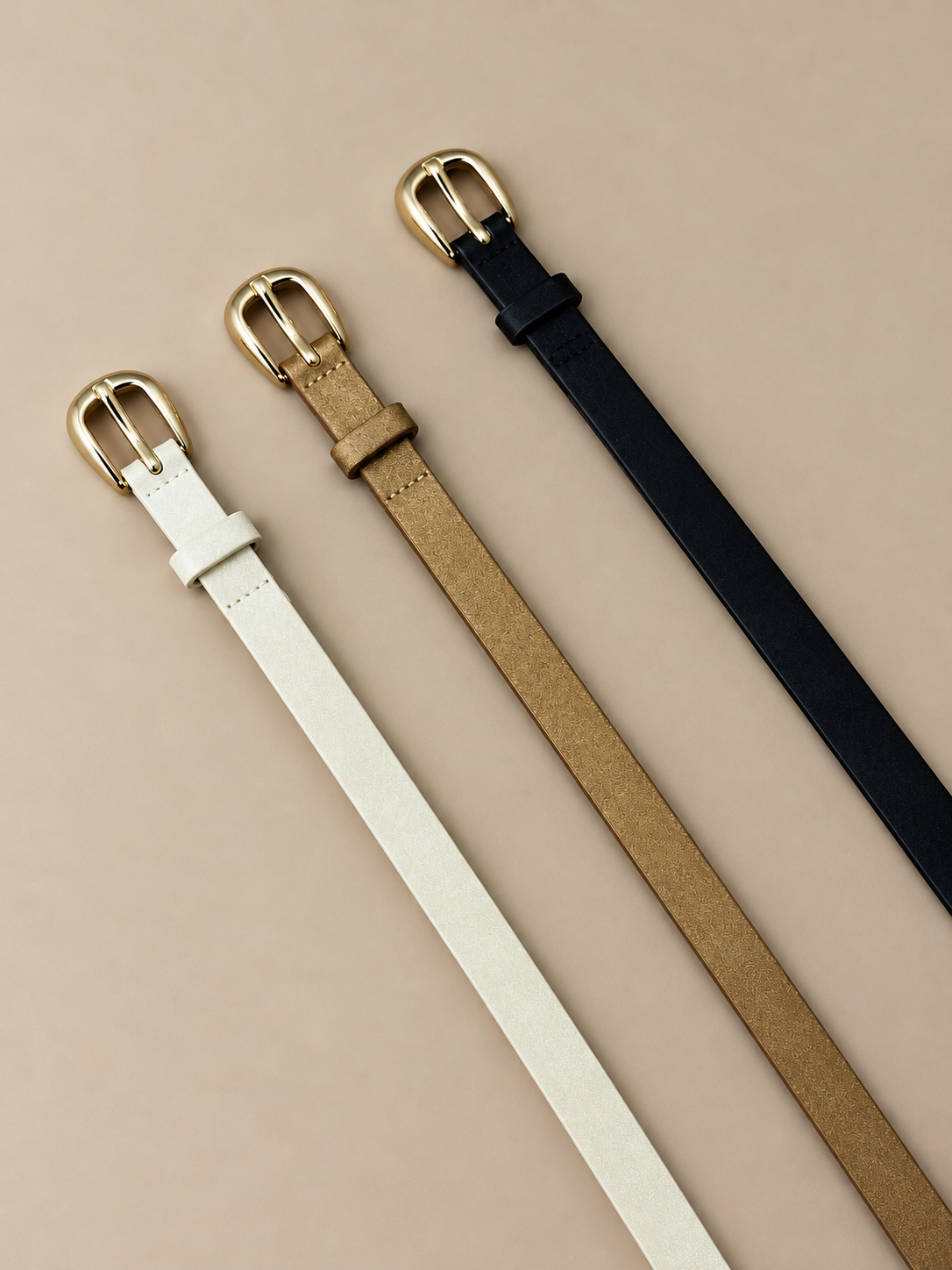 Tanya Suede Skinny Belt With Gold Buckle Set