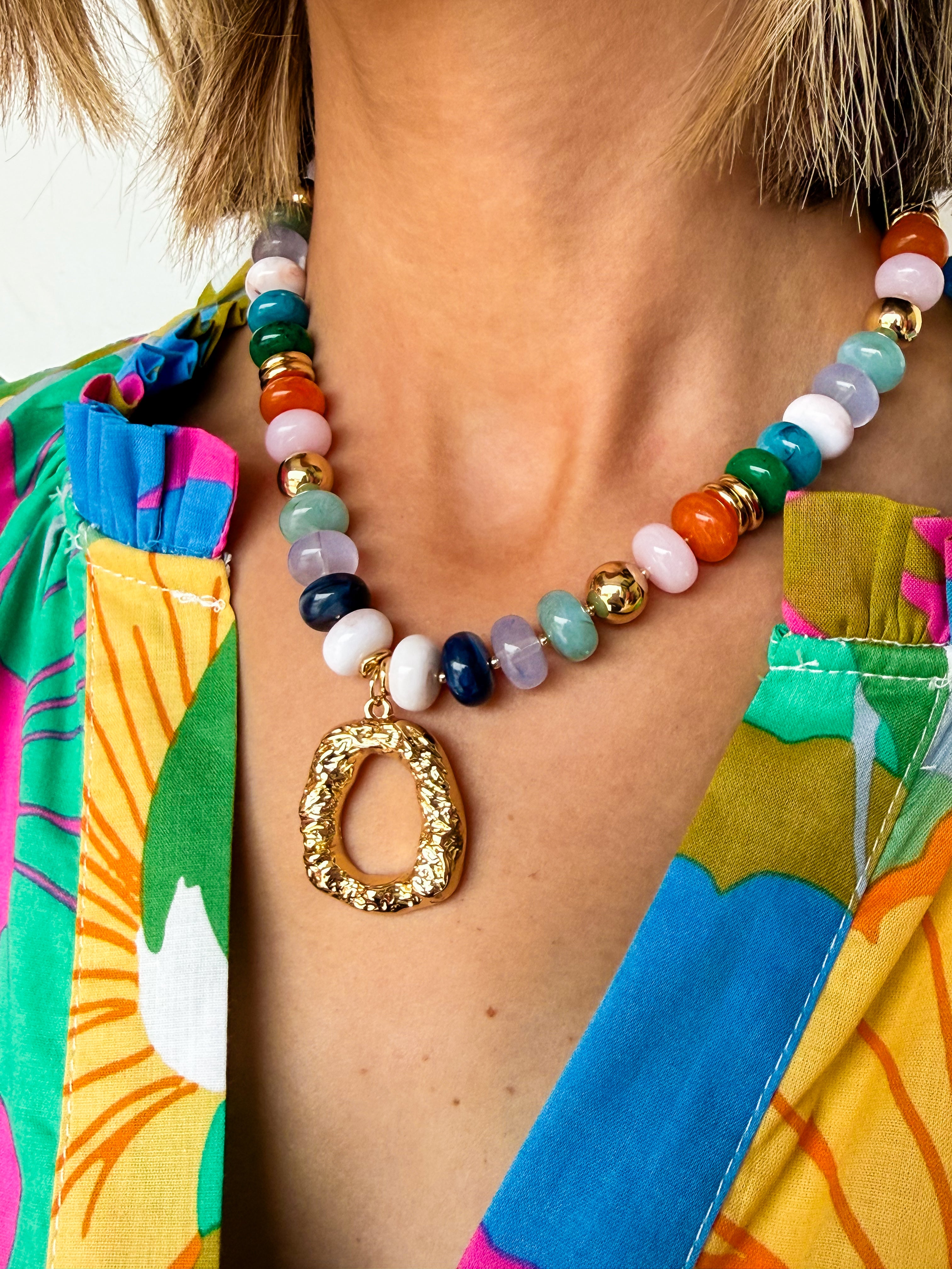 Tatum Beaded Texture Pendant Necklace