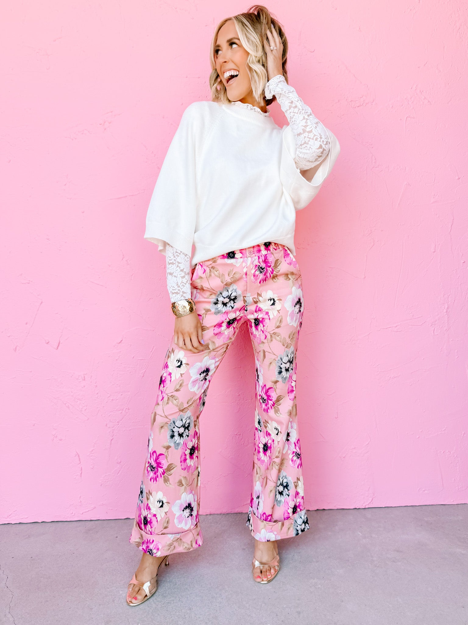 Teagan Wide Sleeve Sweater-Cream