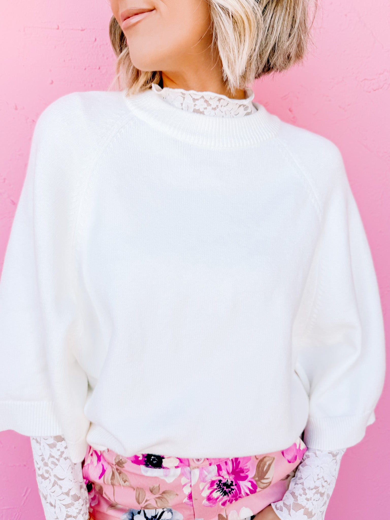 Teagan Wide Sleeve Sweater-Cream