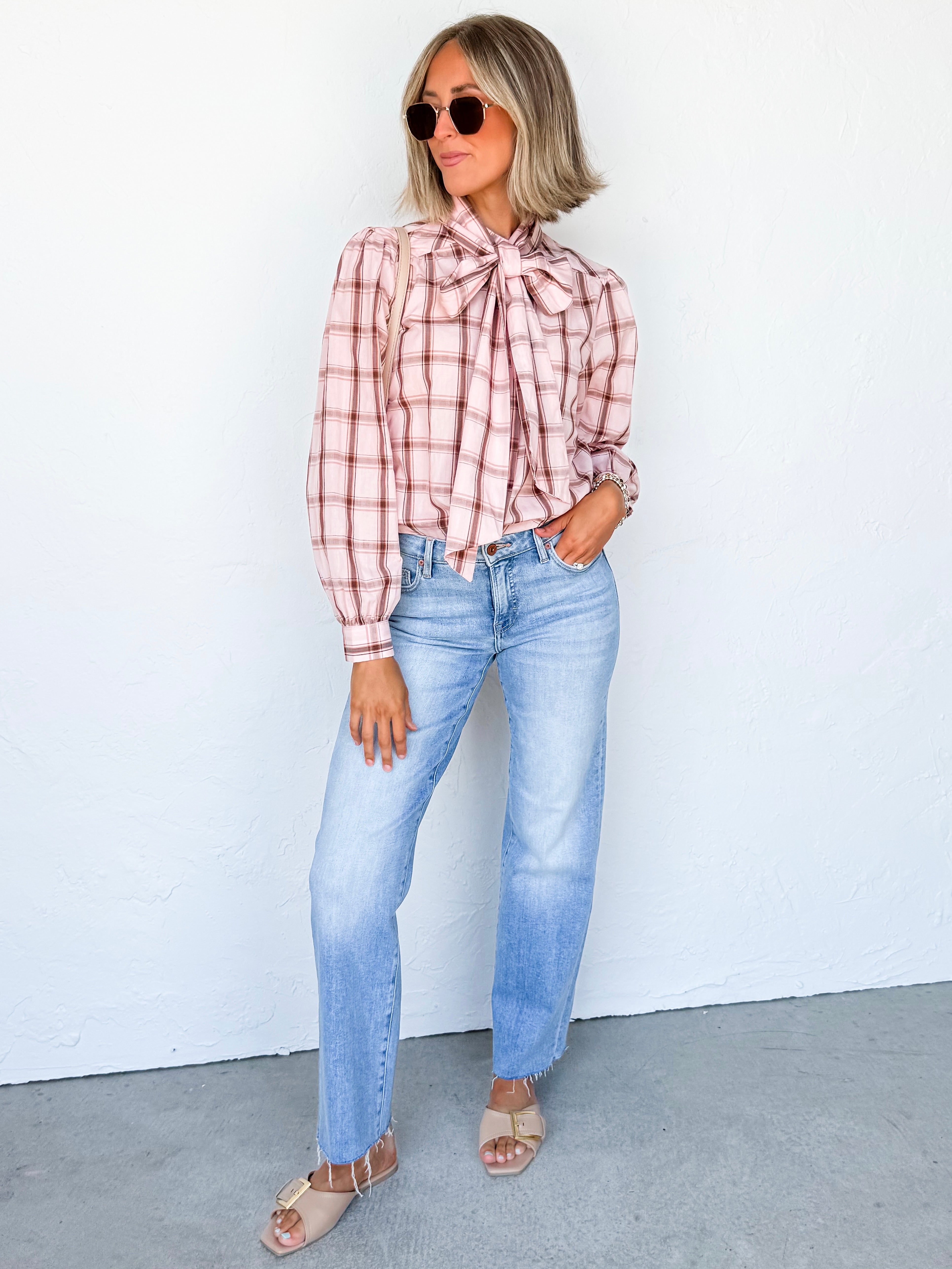 Teddi Plaid Print Tie Top