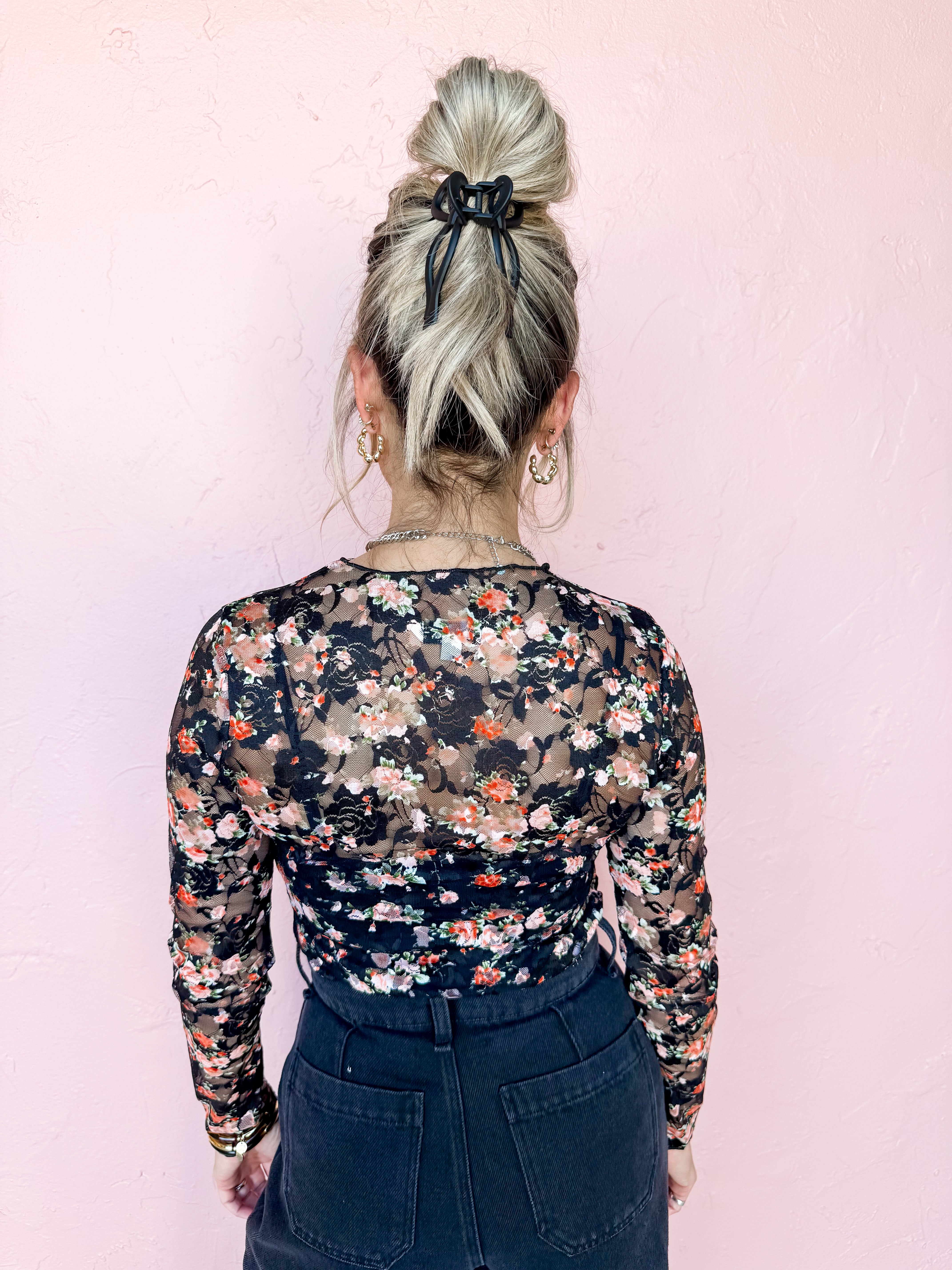 Tempting Romance Floral Mesh Top