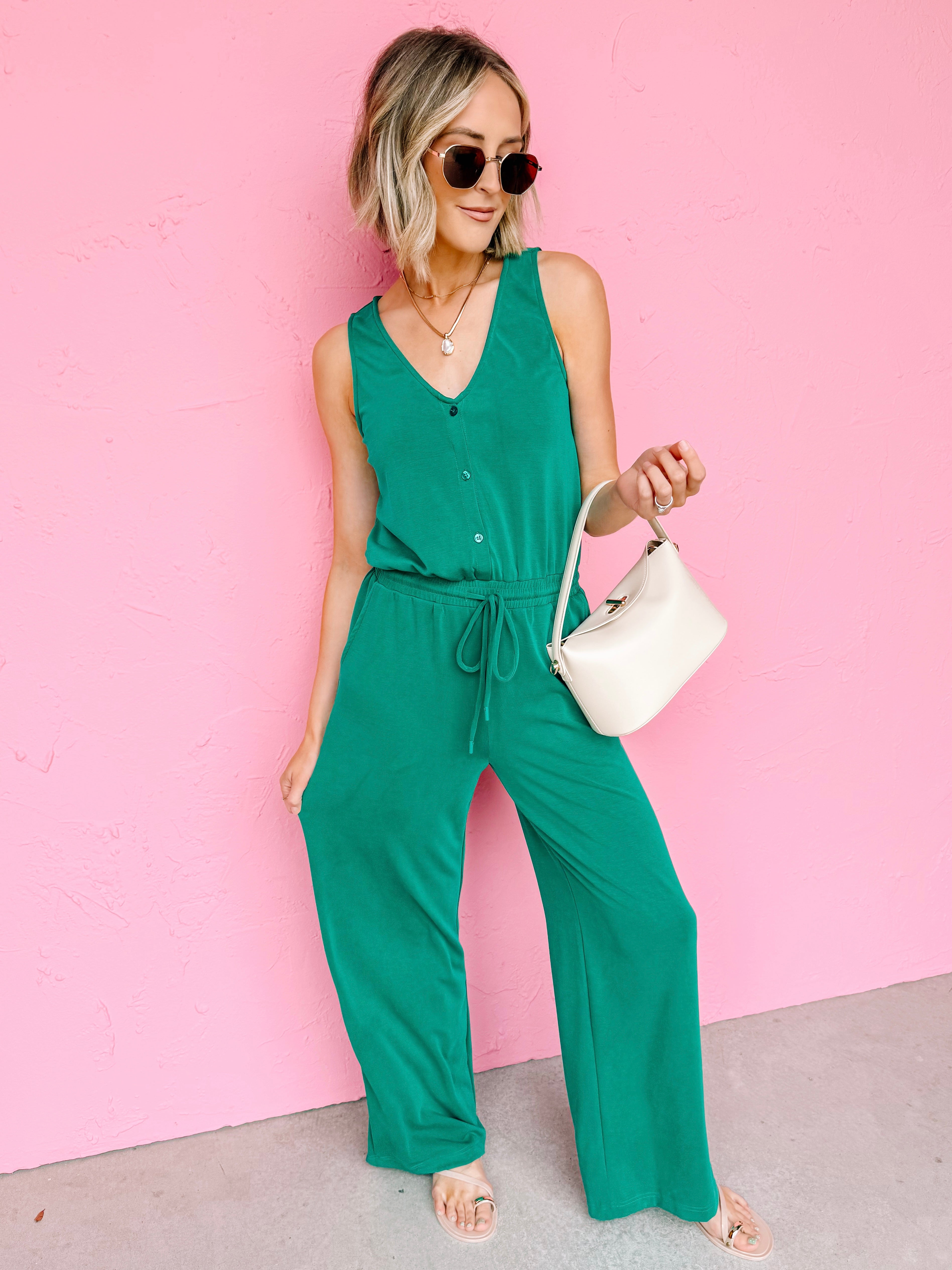 Tenley Modal Knit Jumpsuit-Green