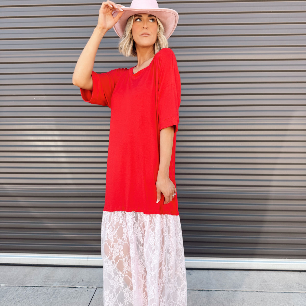white and red lace dress The Carley Two Tone Red/Pink – Made in USA Jersey T-Shirt Dress with Hem S/M and will have everyone dresses-sets-sequins-25 Size:4/5 Strapless Sheer Corset Embroidered