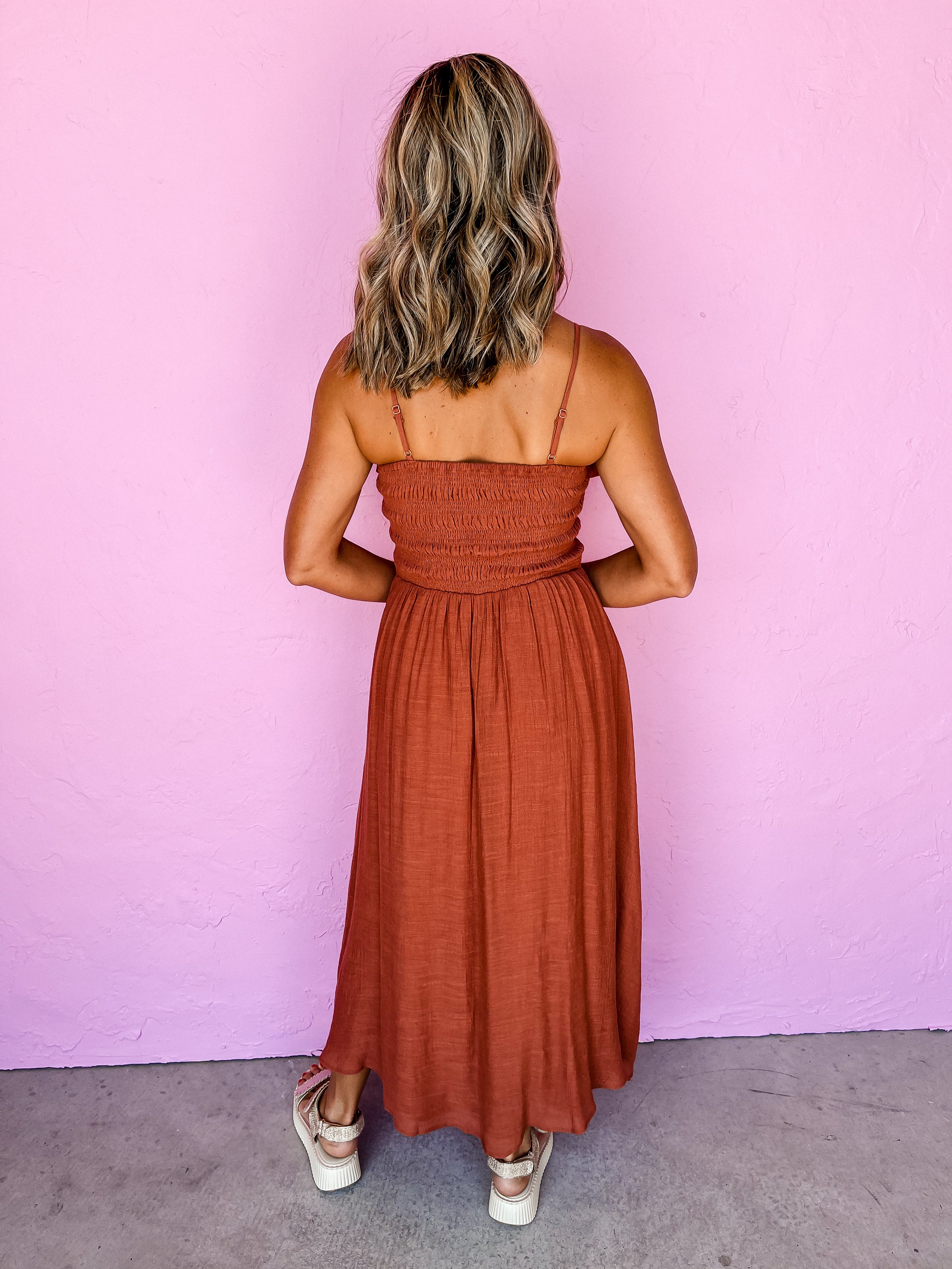 Thankful For You Smocked Midi Dress