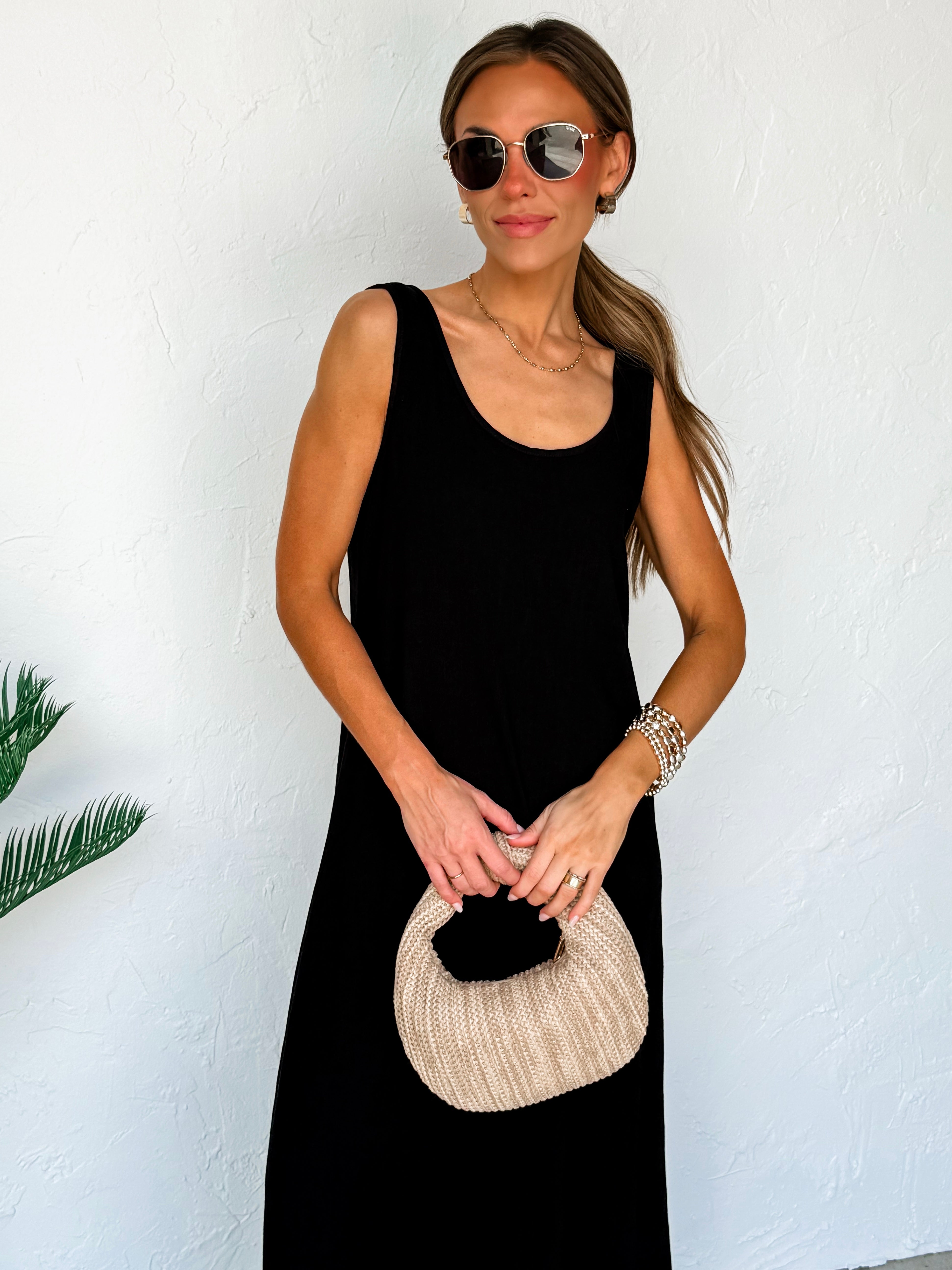 The Forever Sleeveless Linen Dress-Black