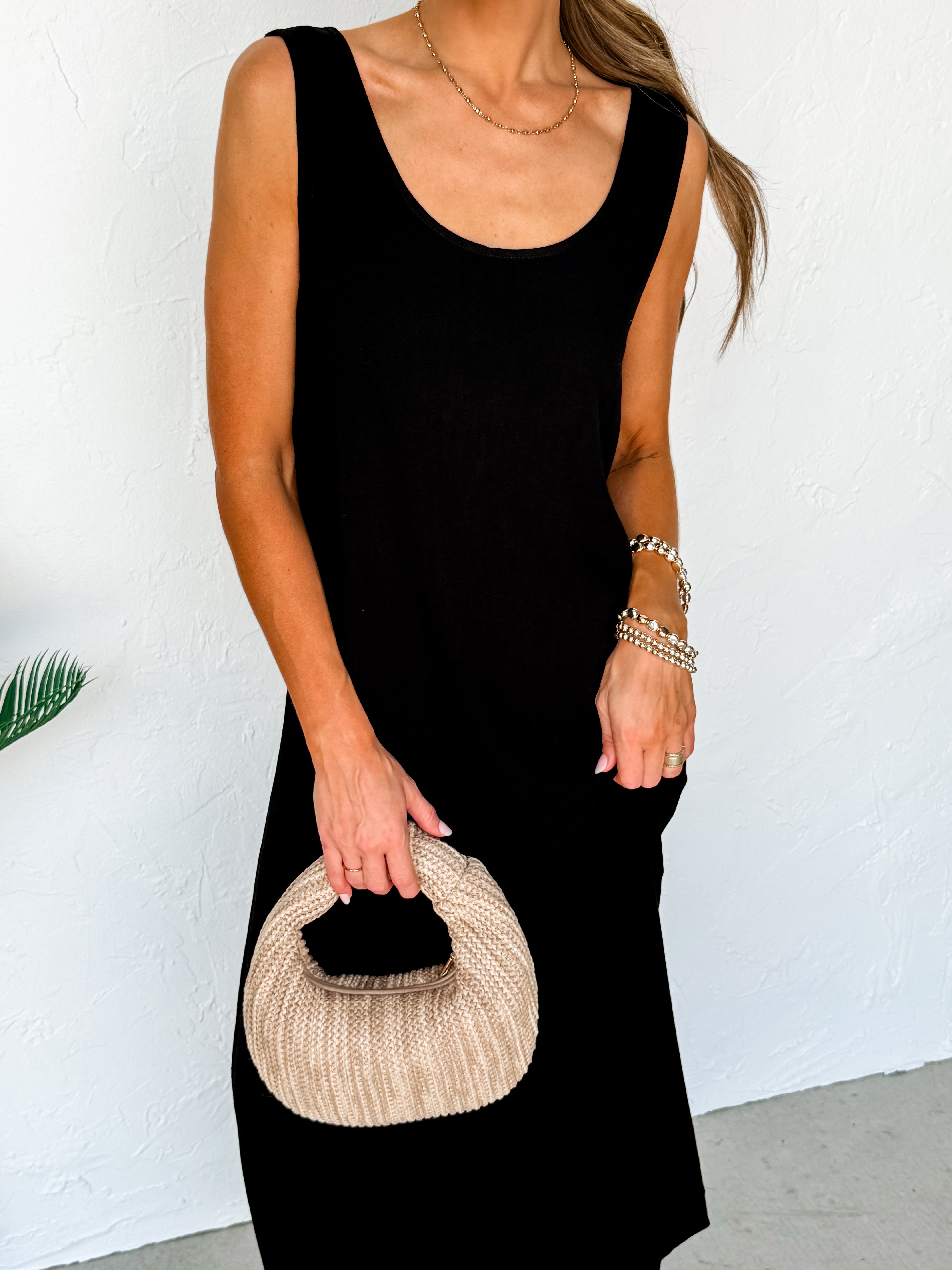 The Forever Sleeveless Linen Dress-Black
