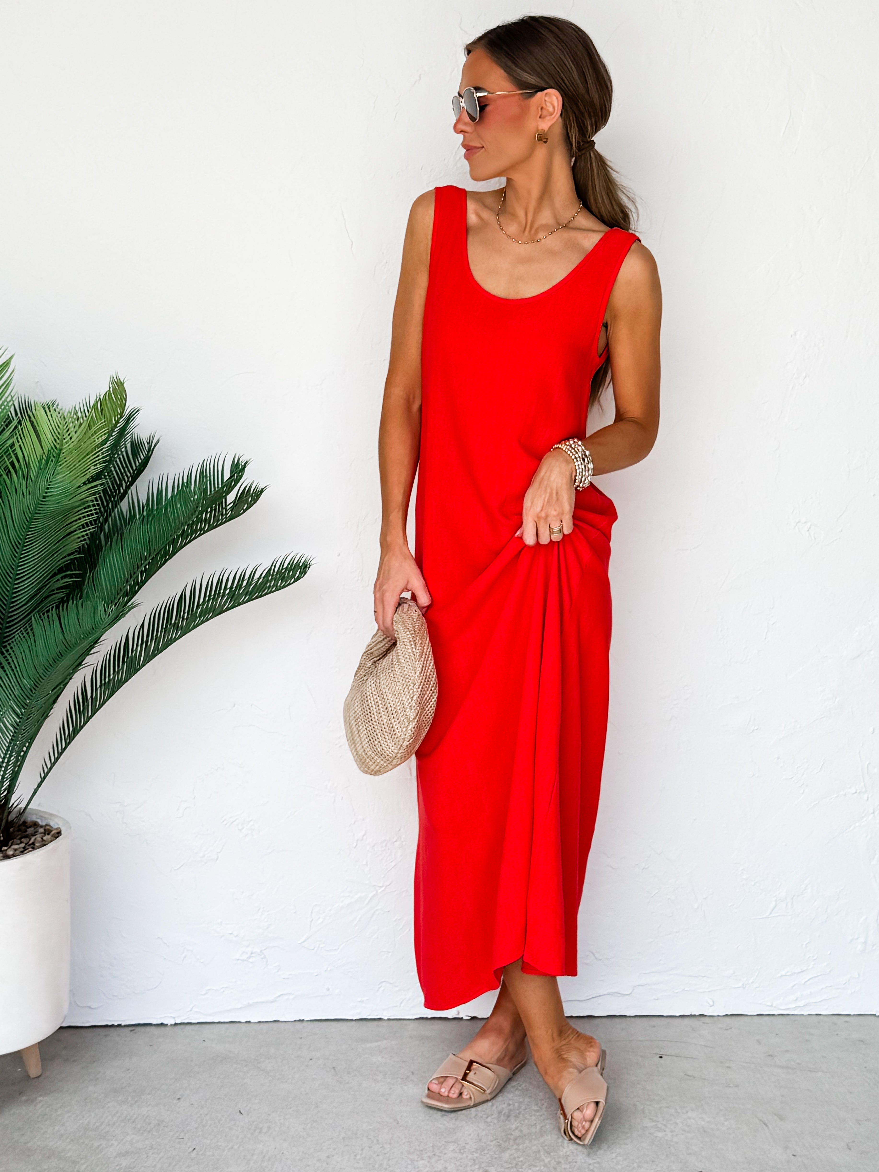 The Forever Sleeveless Linen Dress-Fiesta