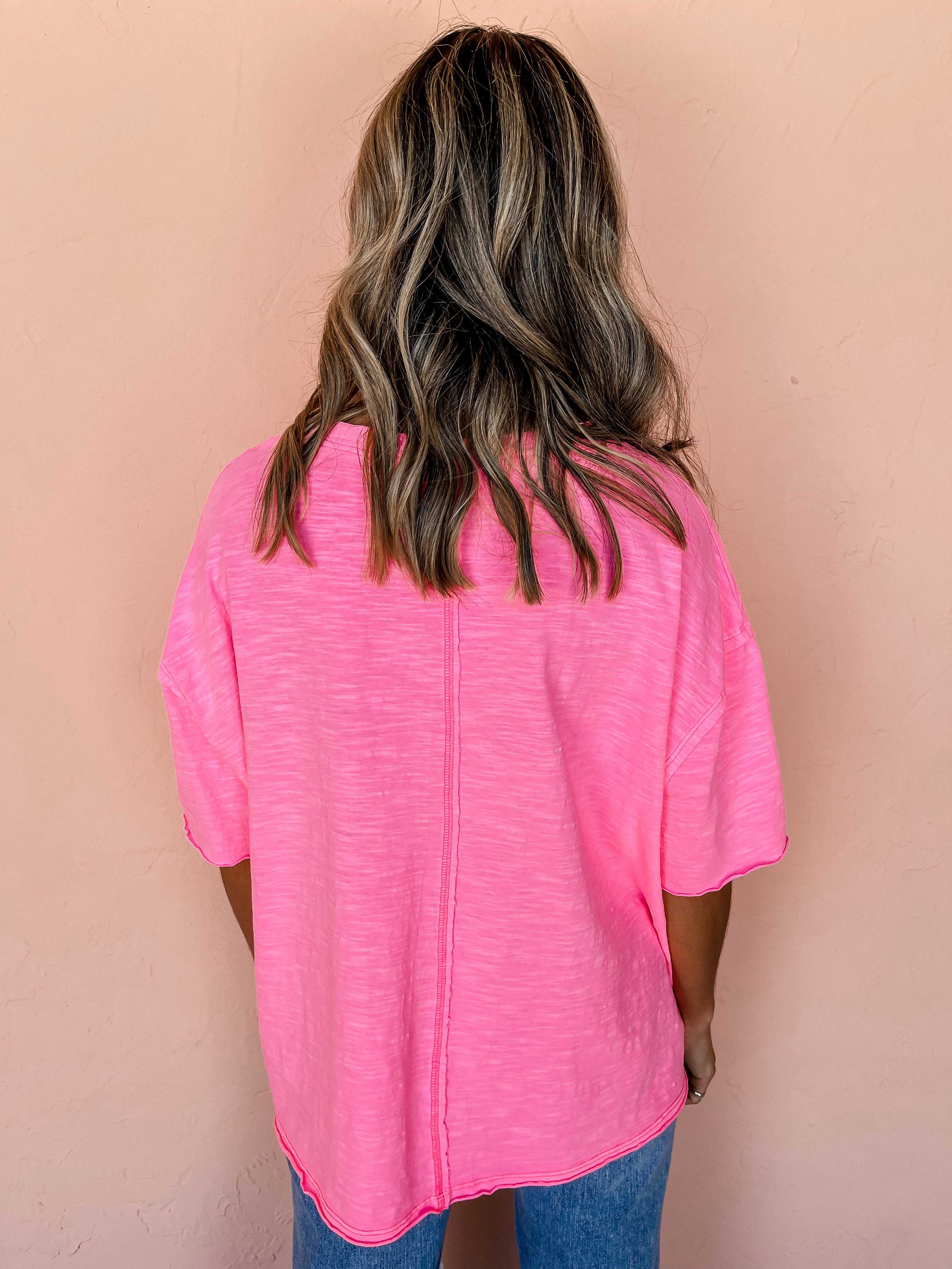 The Fun Side Short Sleeve Top-Hot Pink