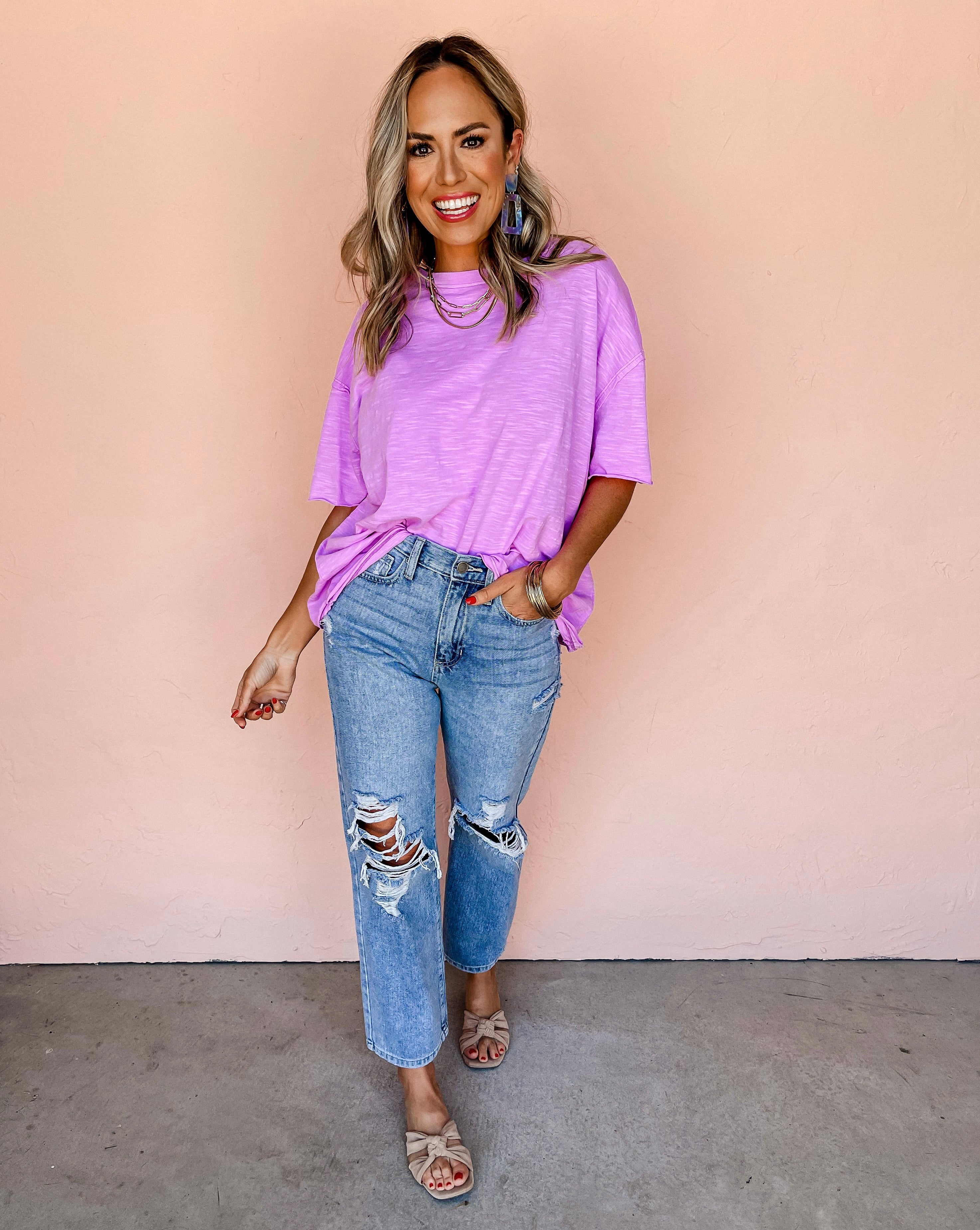 The Fun Side Short Sleeve Top-Iris Orchid