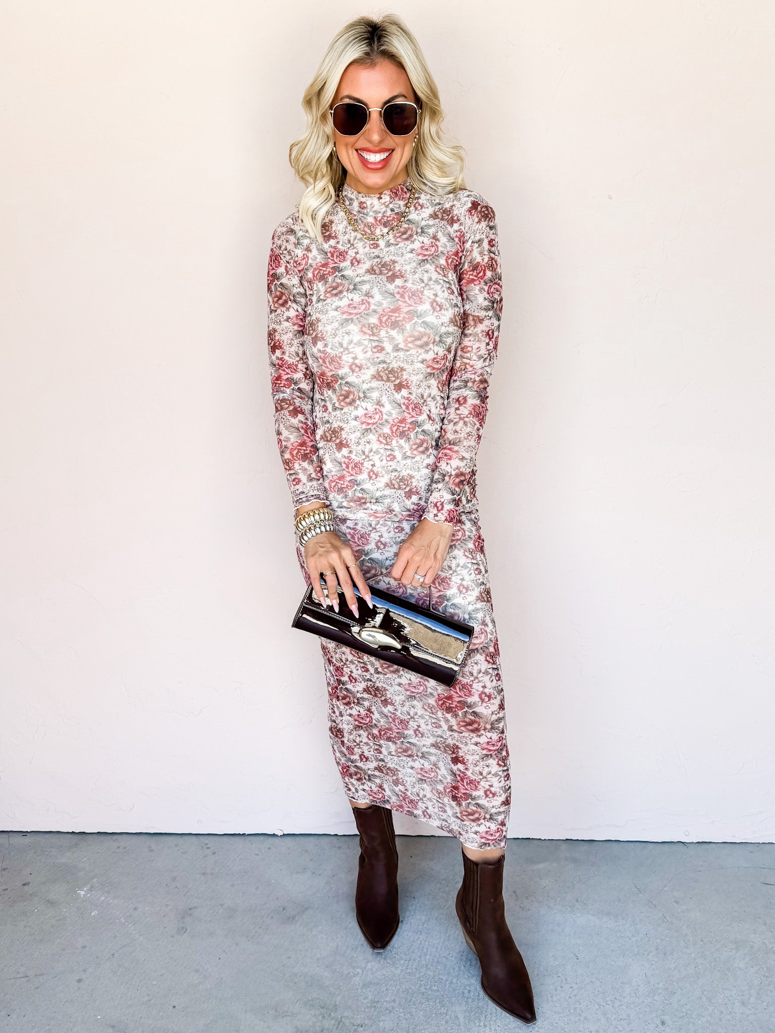 The Garden’s Melody Floral Mesh Midi Dress