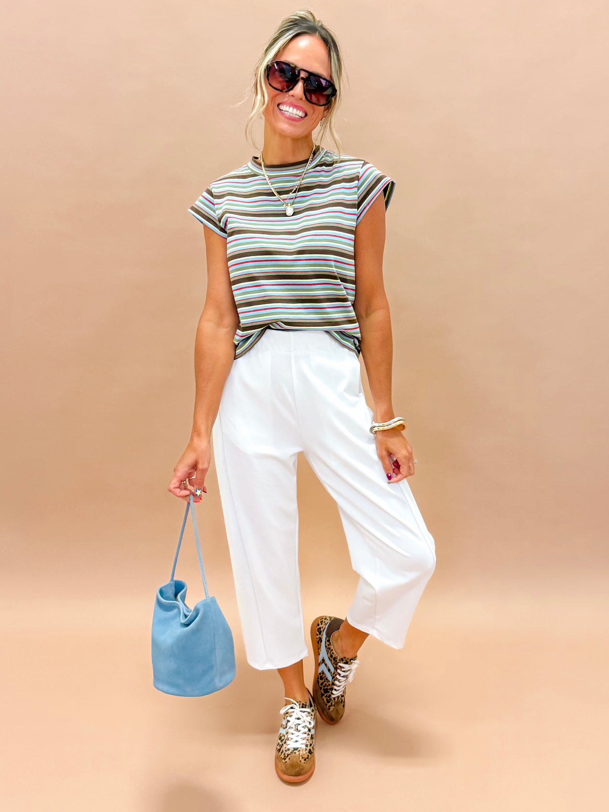 The Tana White Ponte Barrel Pant – Made in USA Stretch Barrel Pant
