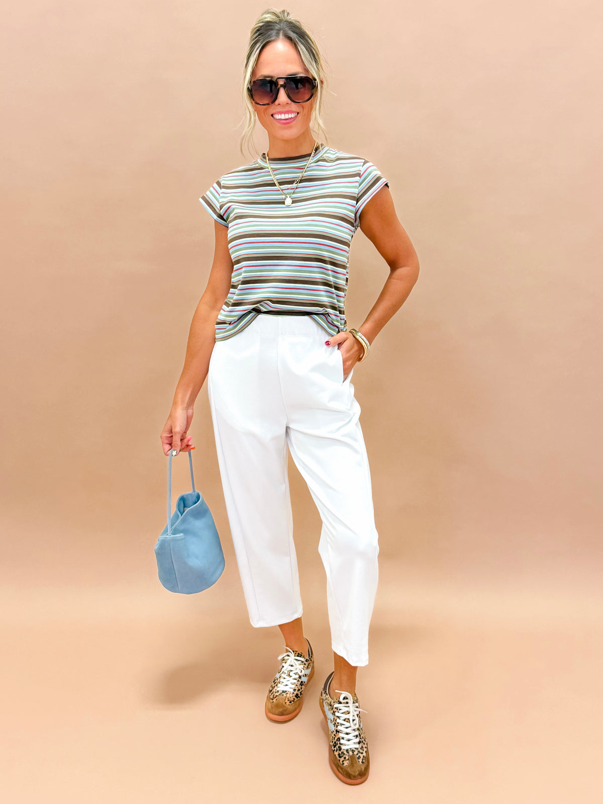 The Tana White Ponte Barrel Pant – Made in USA Stretch Barrel Pant