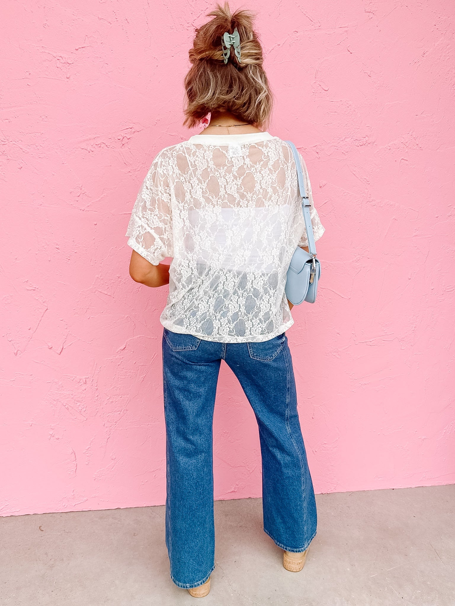 The Taylor Ivory Lace Boxy Tee – Made in USA Lightweight Lace Tee