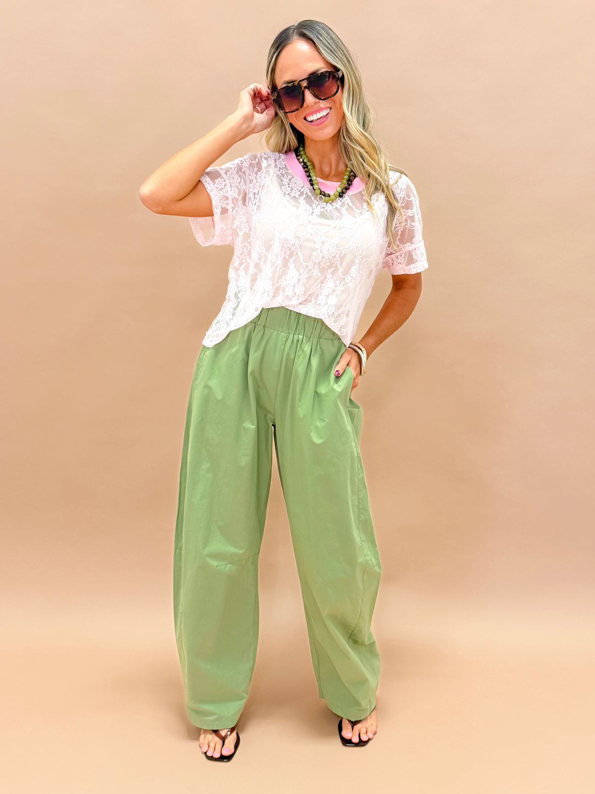 The Taylor Pink Lace Boxy Tee – Made in USA Lightweight Lace Tee