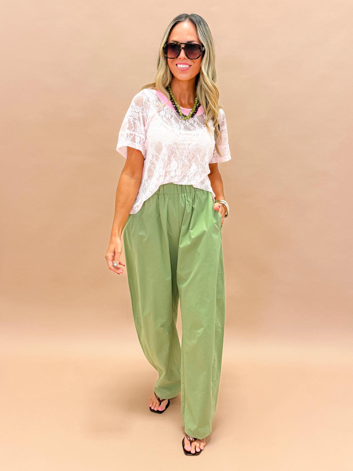 The Taylor Pink Lace Boxy Tee – Made in USA Lightweight Lace Tee