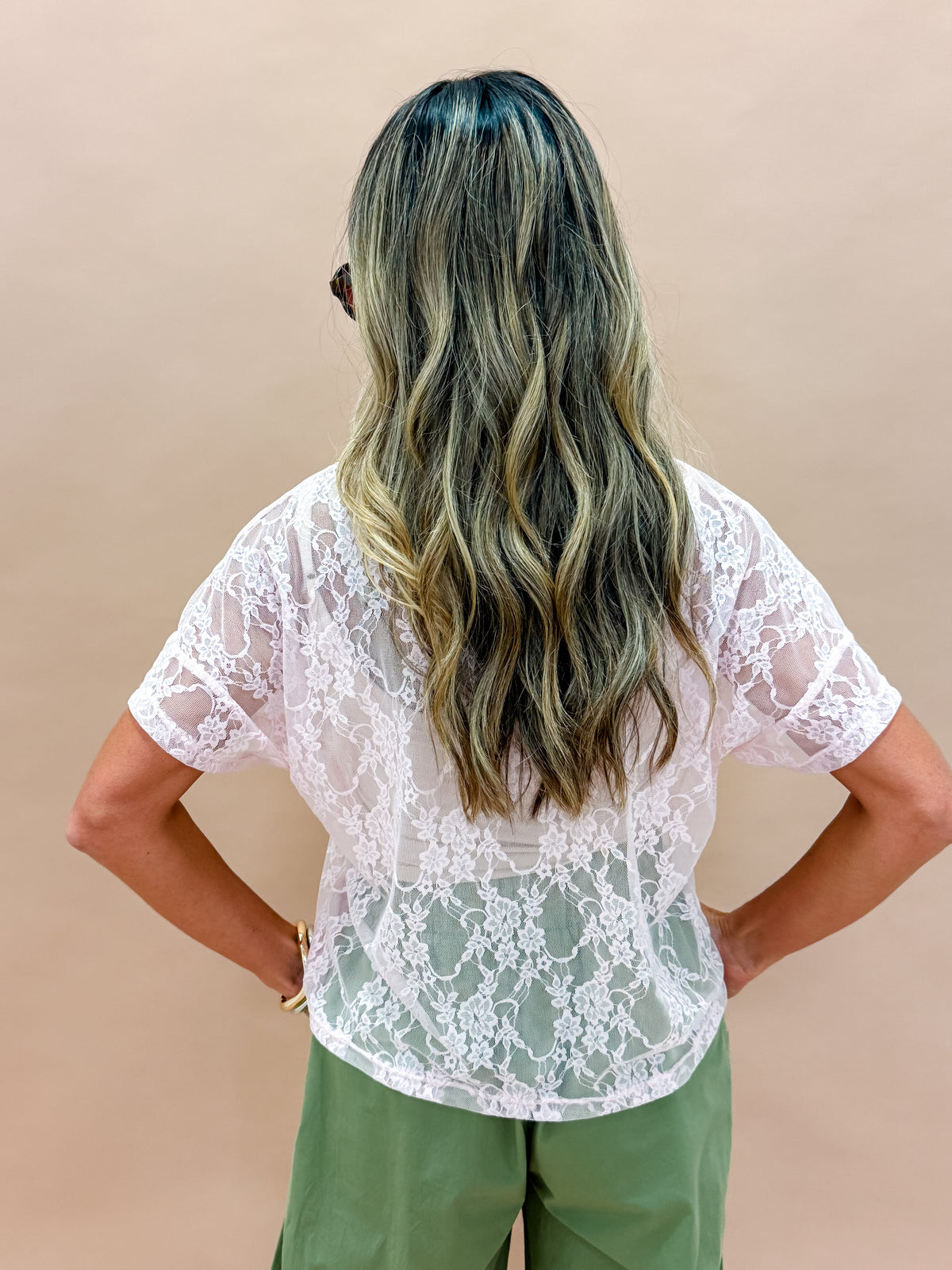 The Taylor Pink Lace Boxy Tee – Made in USA Lightweight Lace Tee