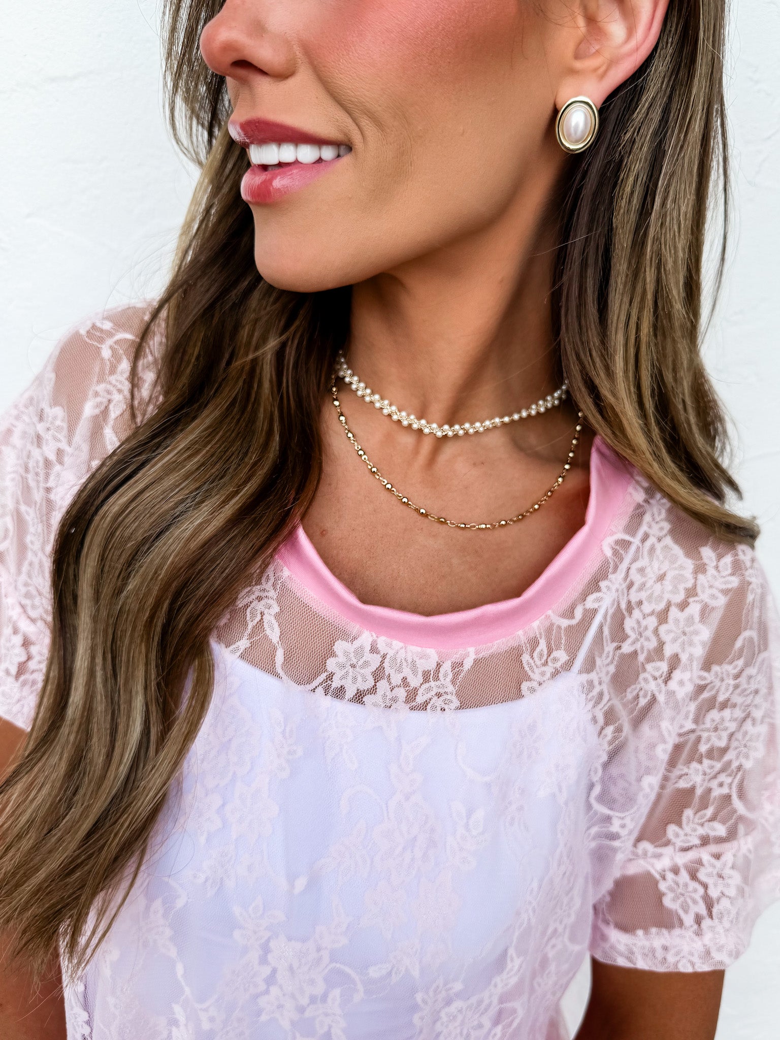 The Taylor Pink Lace Boxy Tee – Made in USA Lightweight Lace Tee
