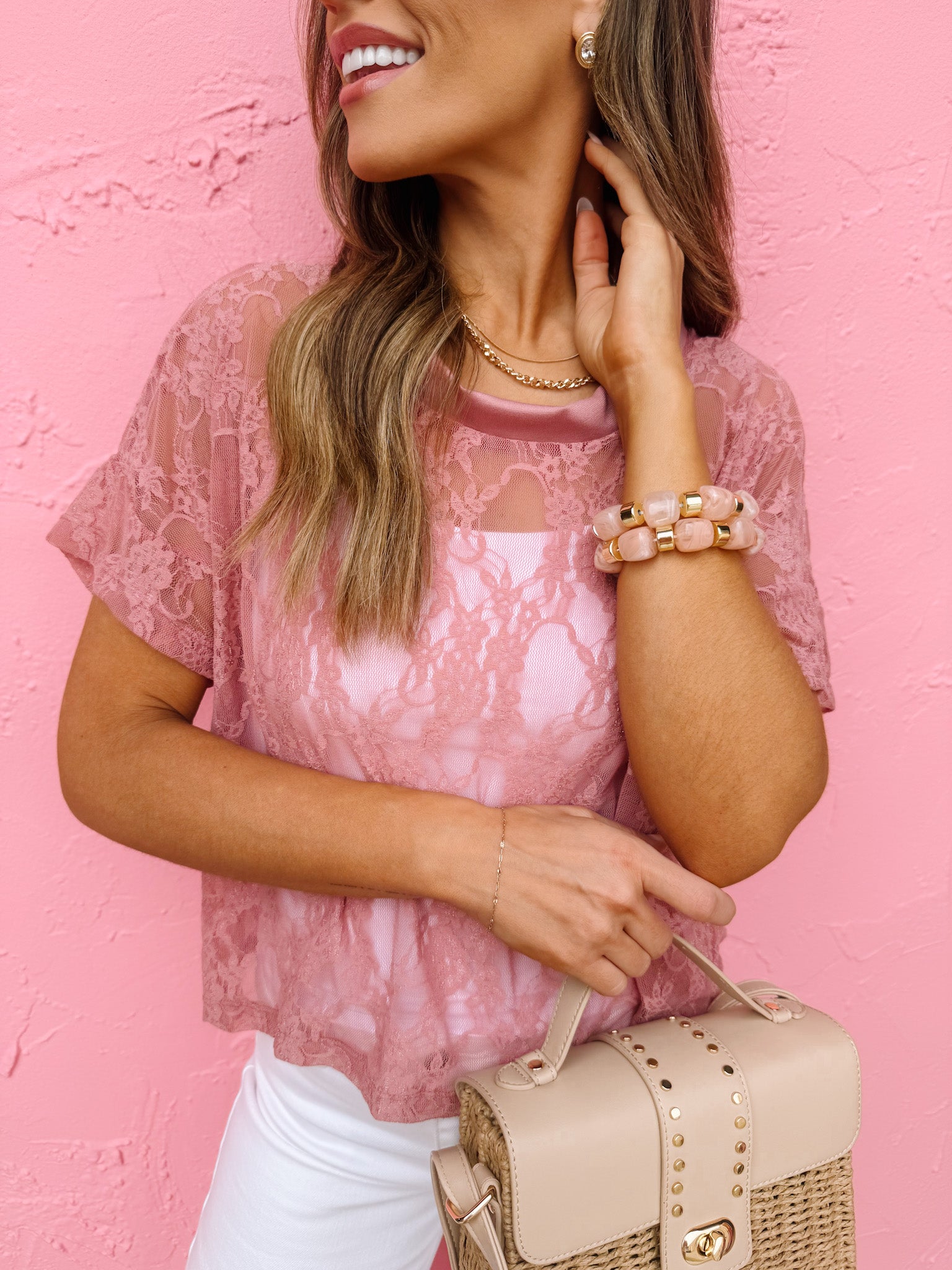 The Taylor Rose Lace Boxy Tee – Made in USA Lightweight Lace Tee