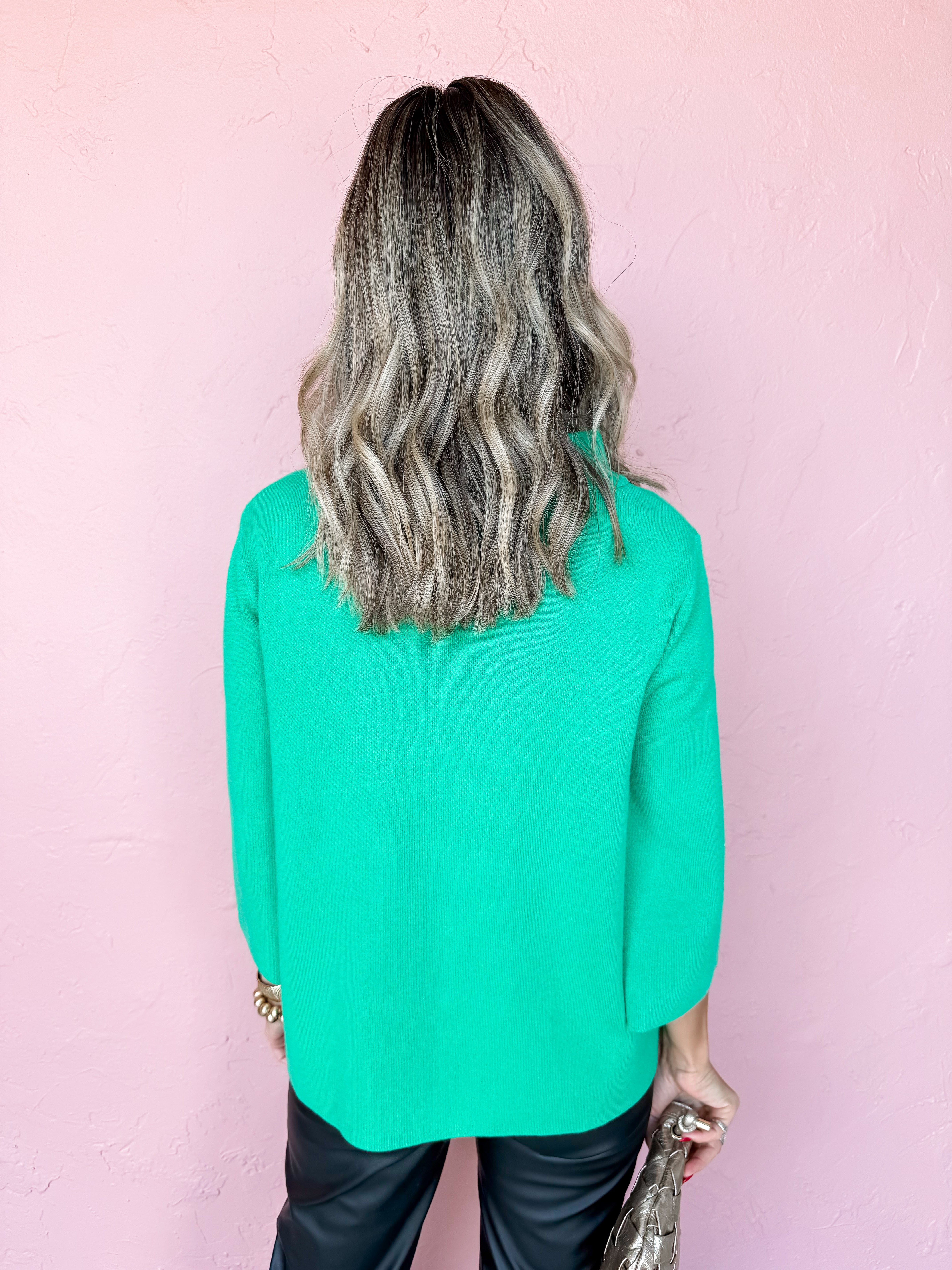 There's Always Hope Mock Neck Sweater-Kelly Green