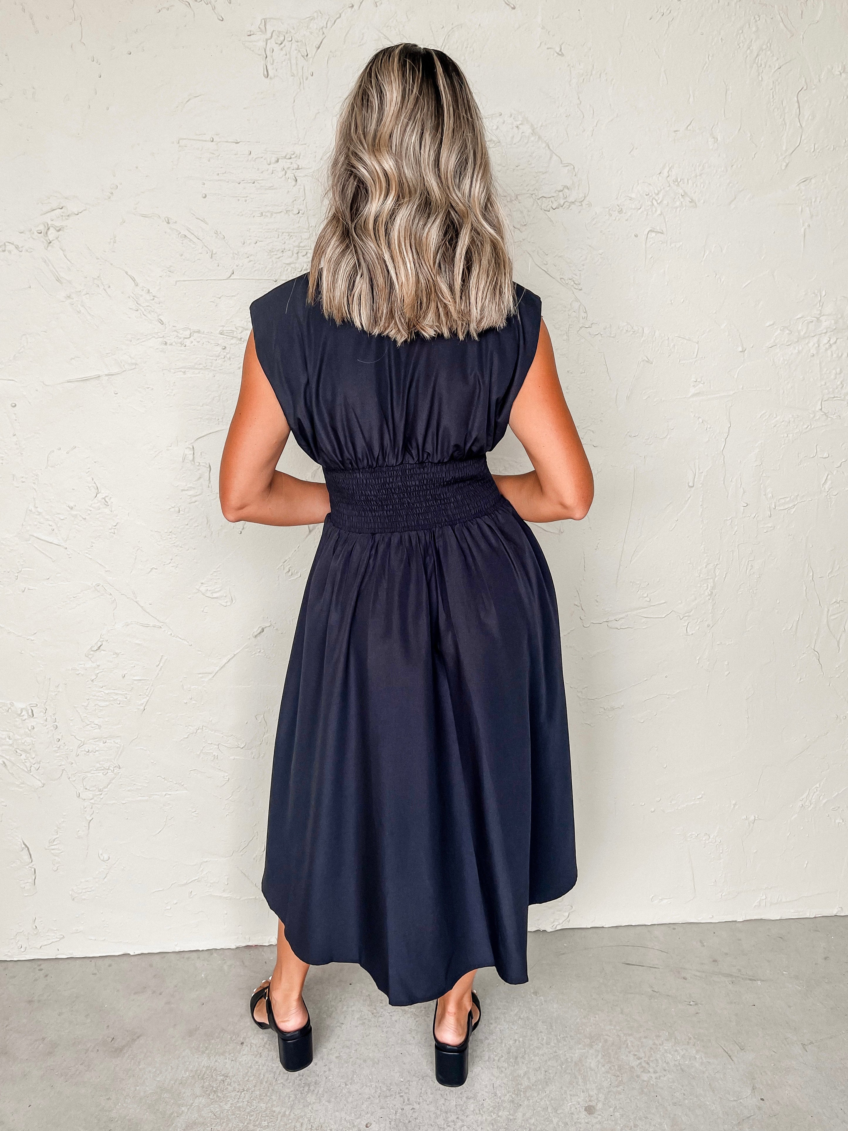 Think Positive Thoughts V Neck Midi Dress